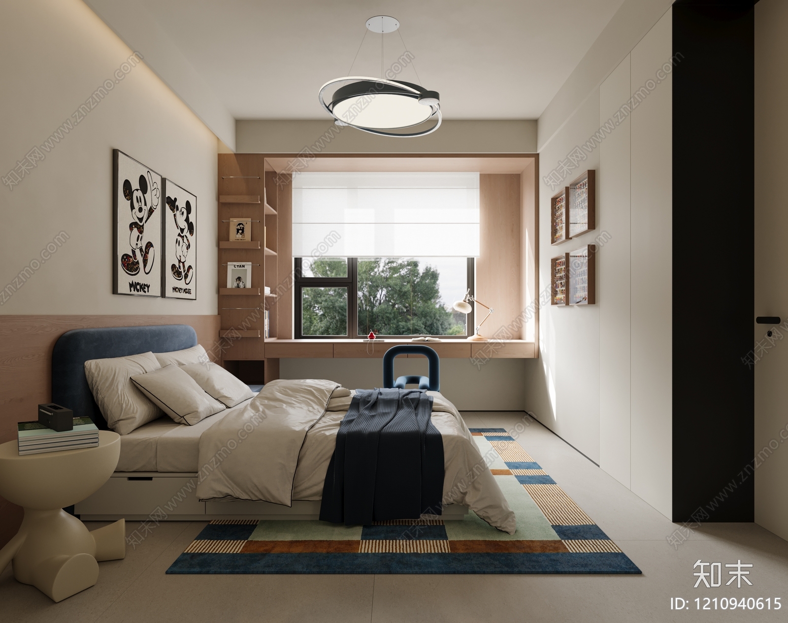 现代简约男孩房3D模型下载【ID:1210940615】