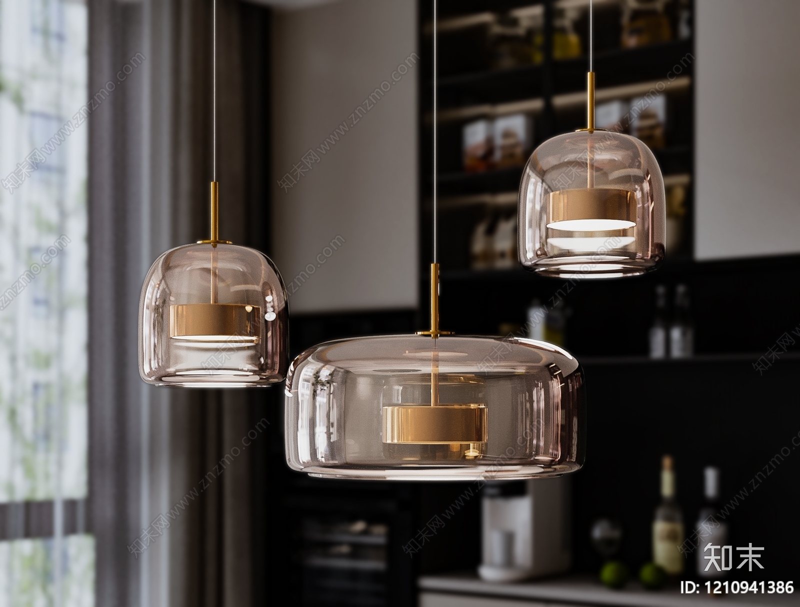 现代简约吧台吊灯3D模型下载【ID:1210941386】