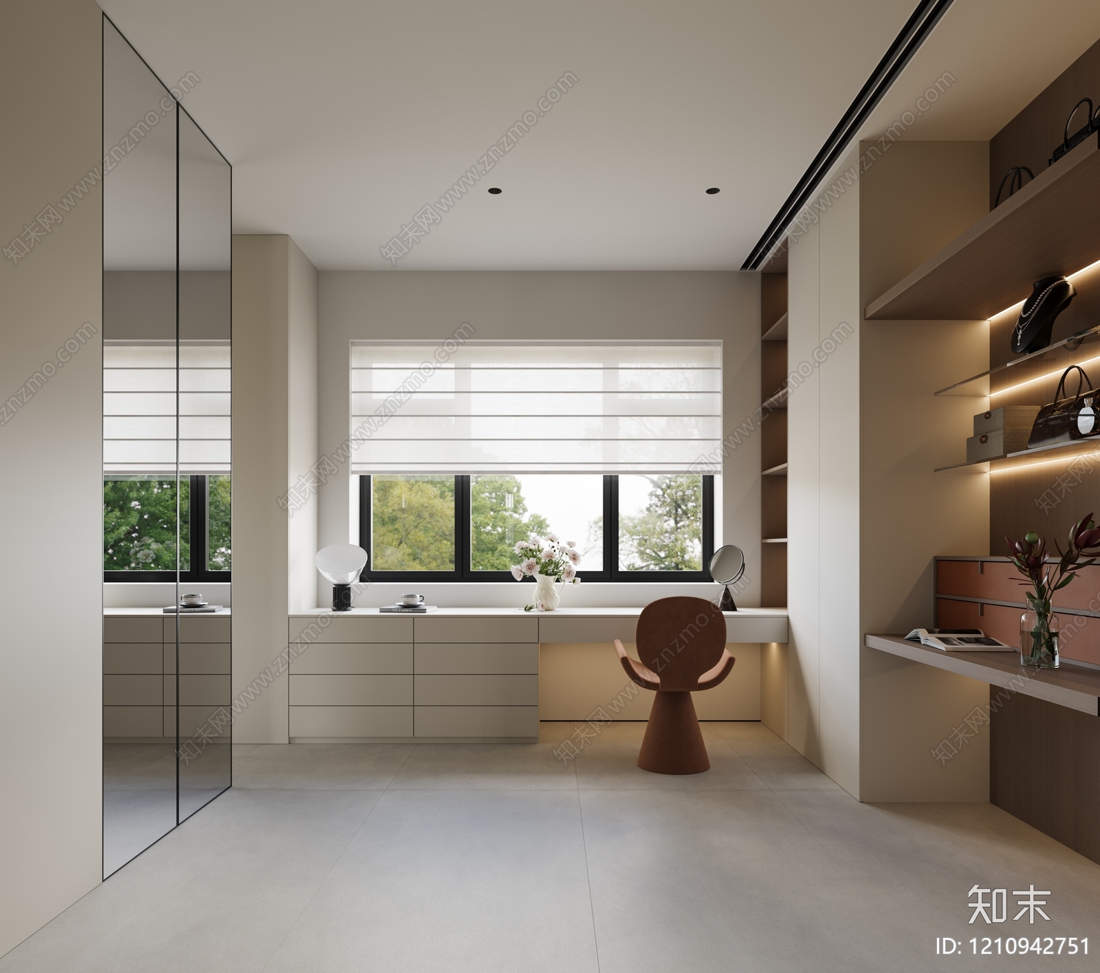 现代简约衣帽间3D模型下载【ID:1210942751】
