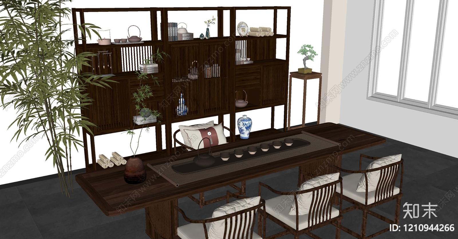 新中式博古架SU模型下载【ID:1210944266】