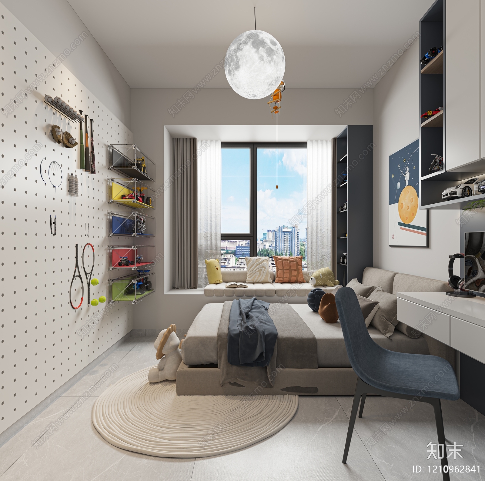 现代简约男孩房3D模型下载【ID:1210962841】