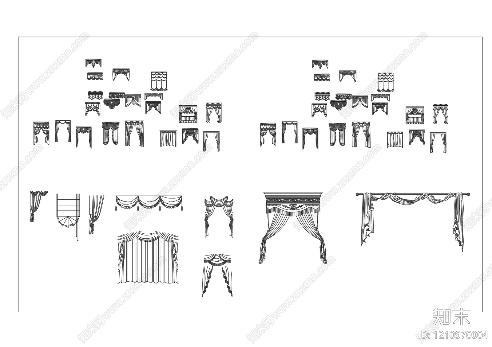 现代窗帘施工图下载【ID:1210970004】