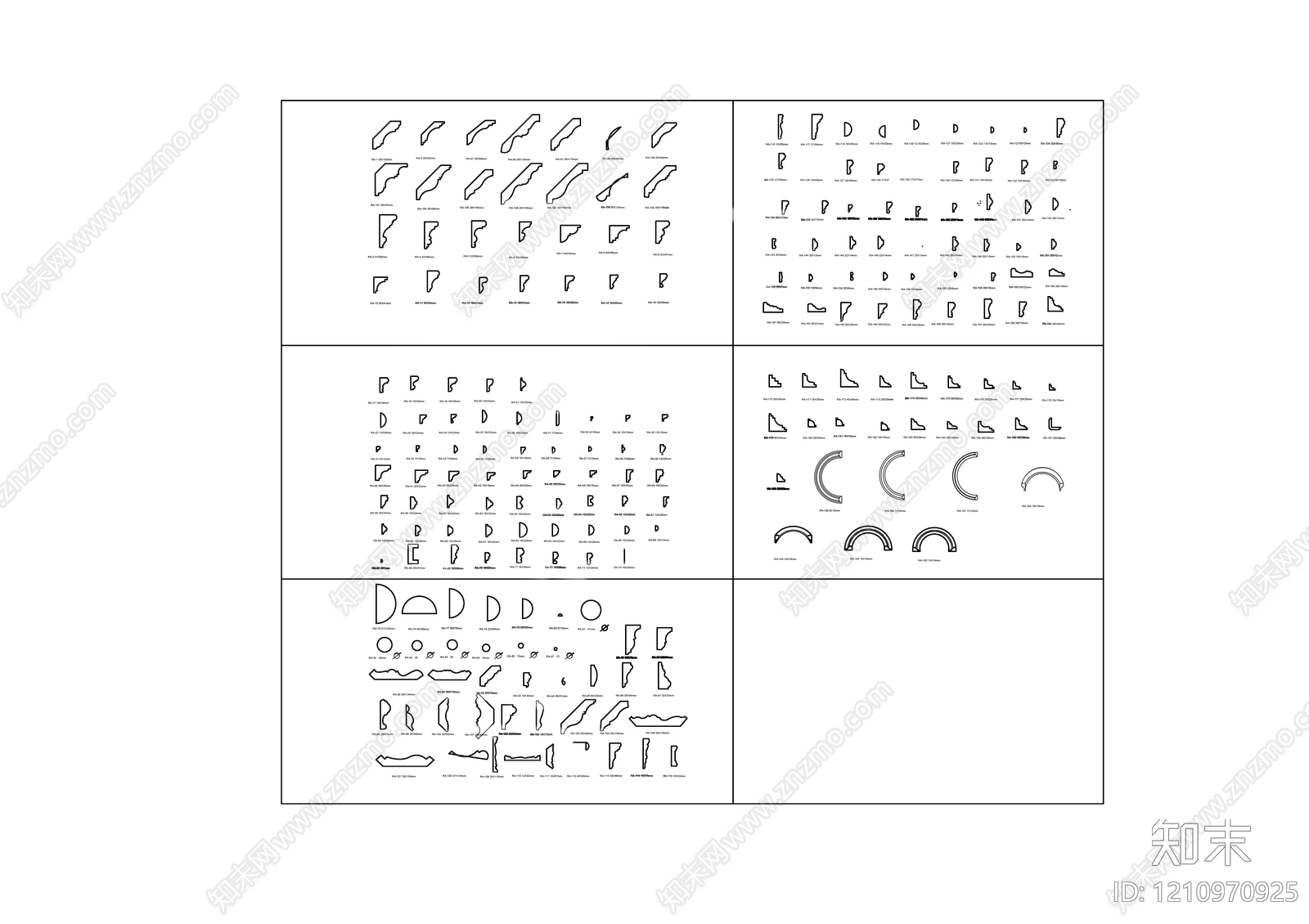 中式线型样式库施工图下载【ID:1210970925】