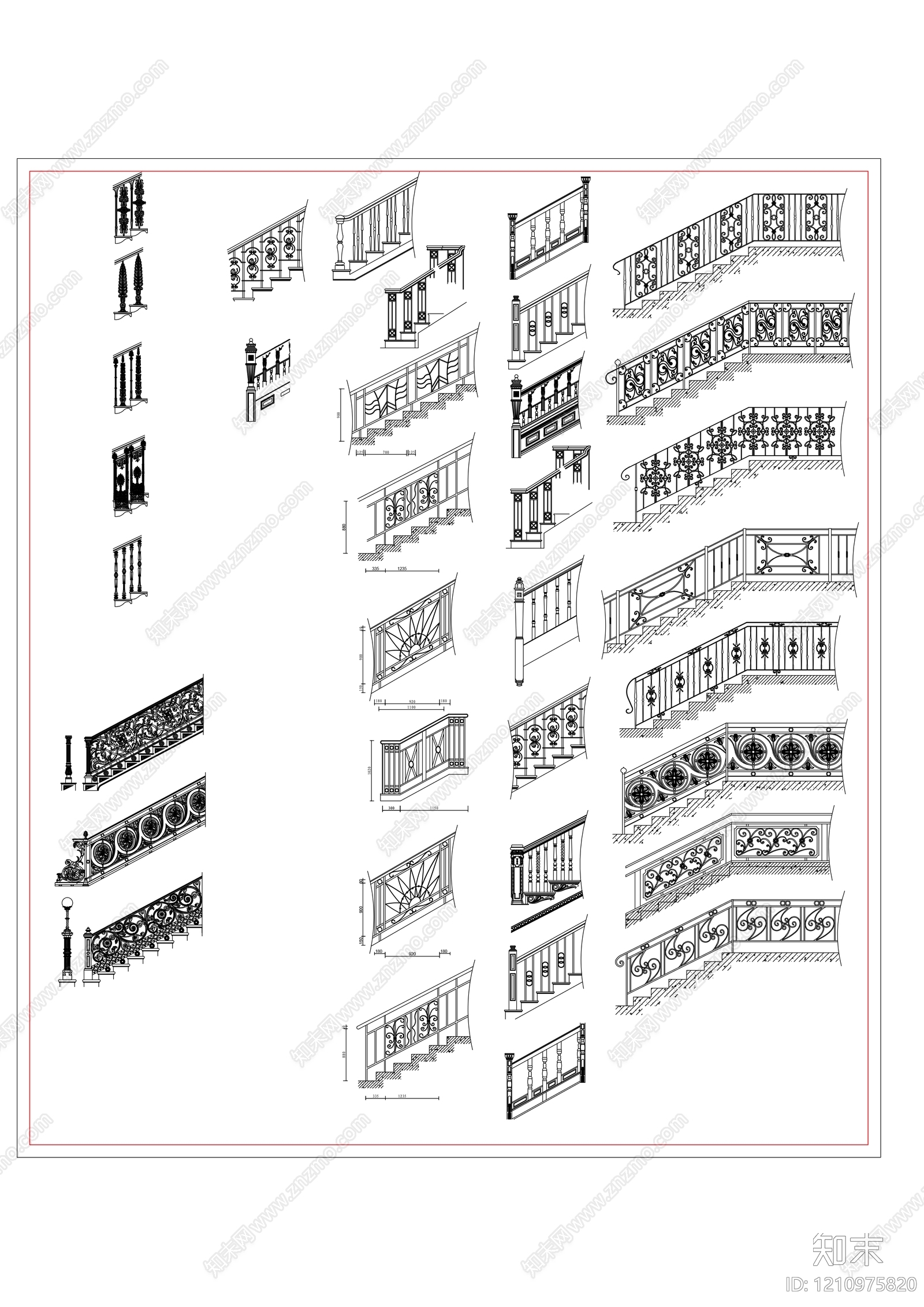 楼梯栏杆扶手施工图下载【ID:1210975820】