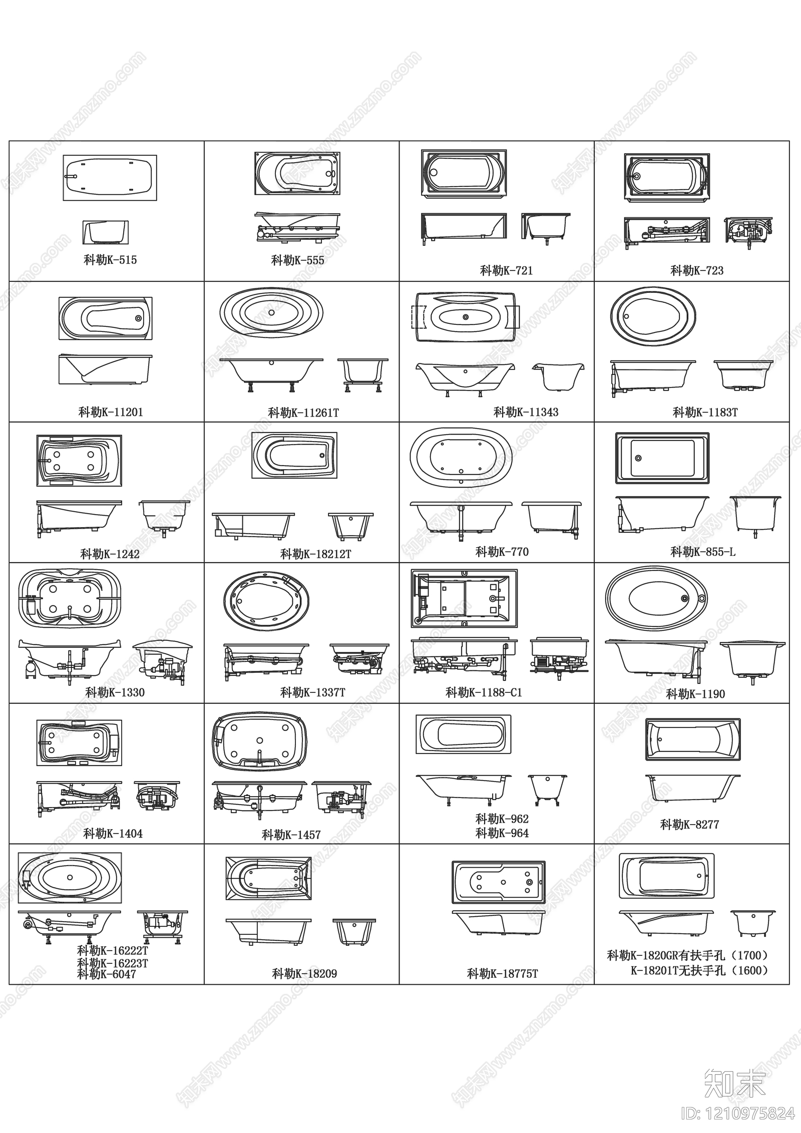 欧式卫浴设施施工图下载【ID:1210975824】