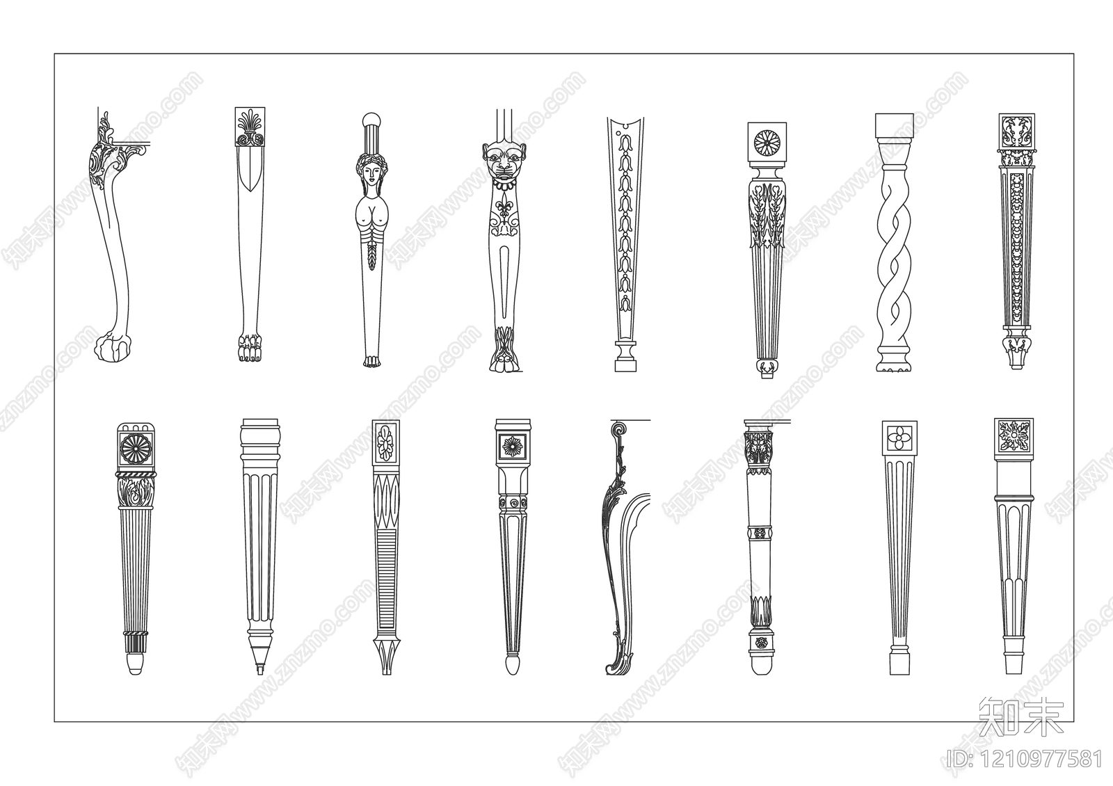 欧式综合硬装构件图库施工图下载【ID:1210977581】