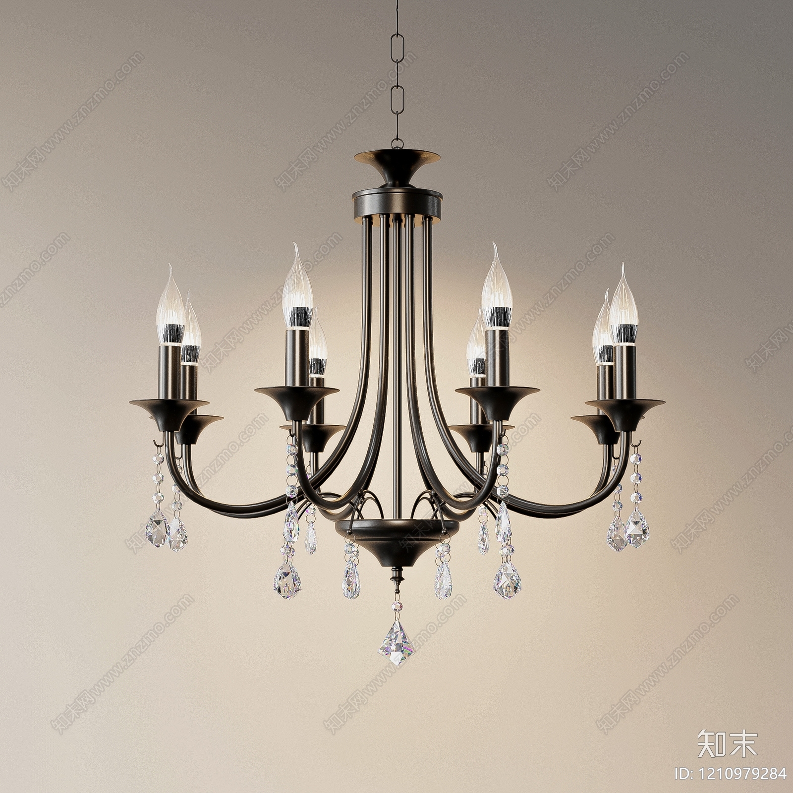 欧式古典水晶吊灯SU模型下载【ID:1210979284】