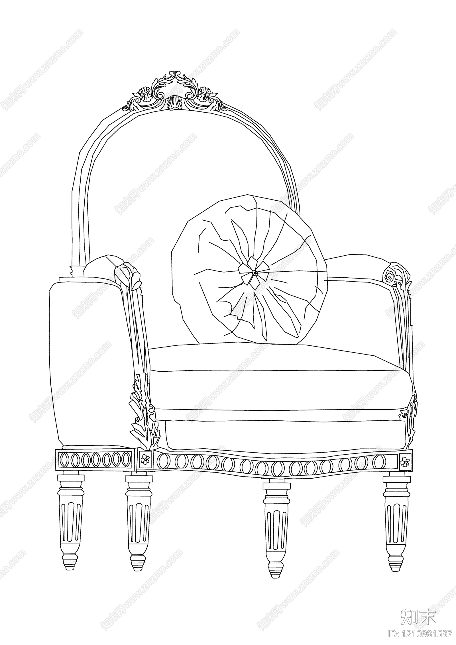 欧式椅子施工图下载【ID:1210981537】