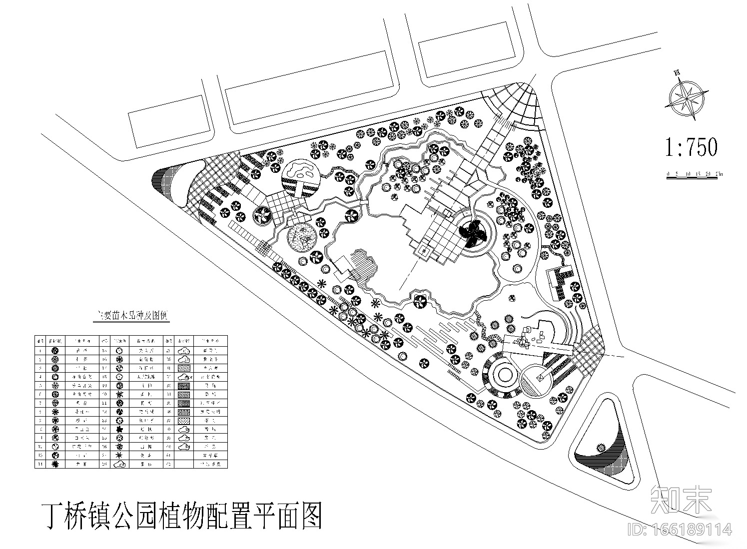 [浙江]杭州丁桥镇公园中标方案CAD平面图（含概算和psd方...施工图下载【ID:166189114】