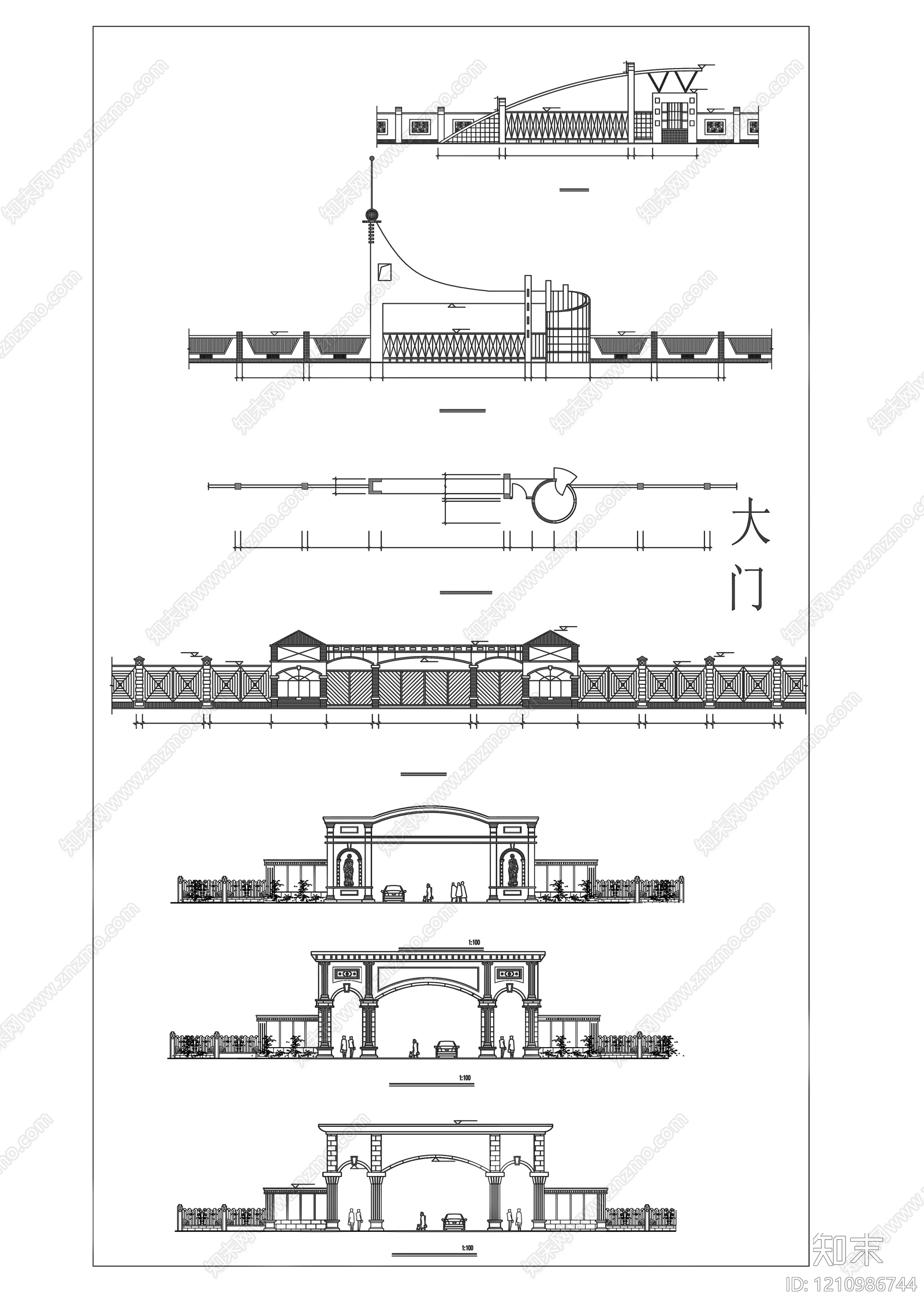 欧式门楼施工图下载【ID:1210986744】