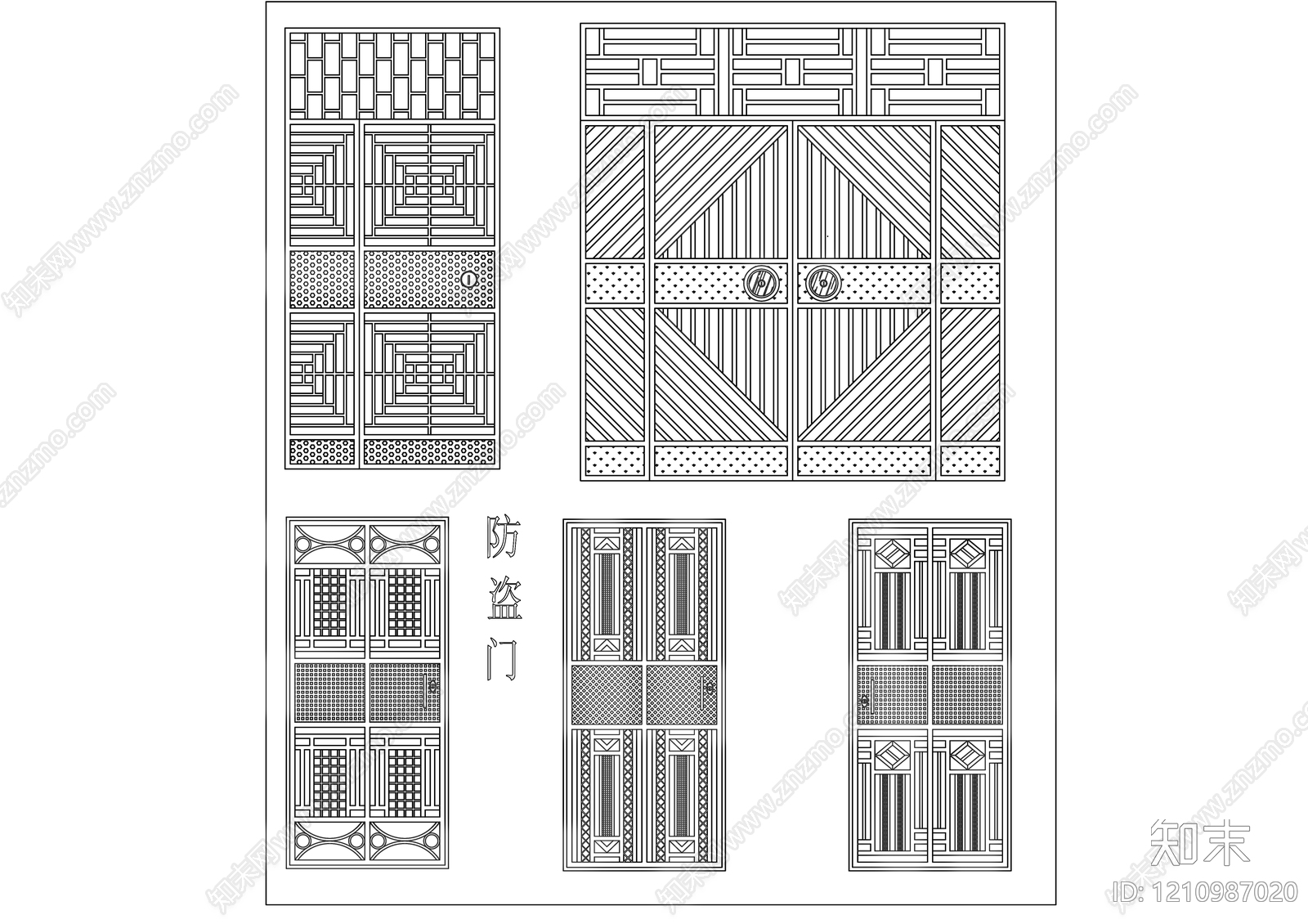 铁艺大门cad施工图下载【ID:1210987020】