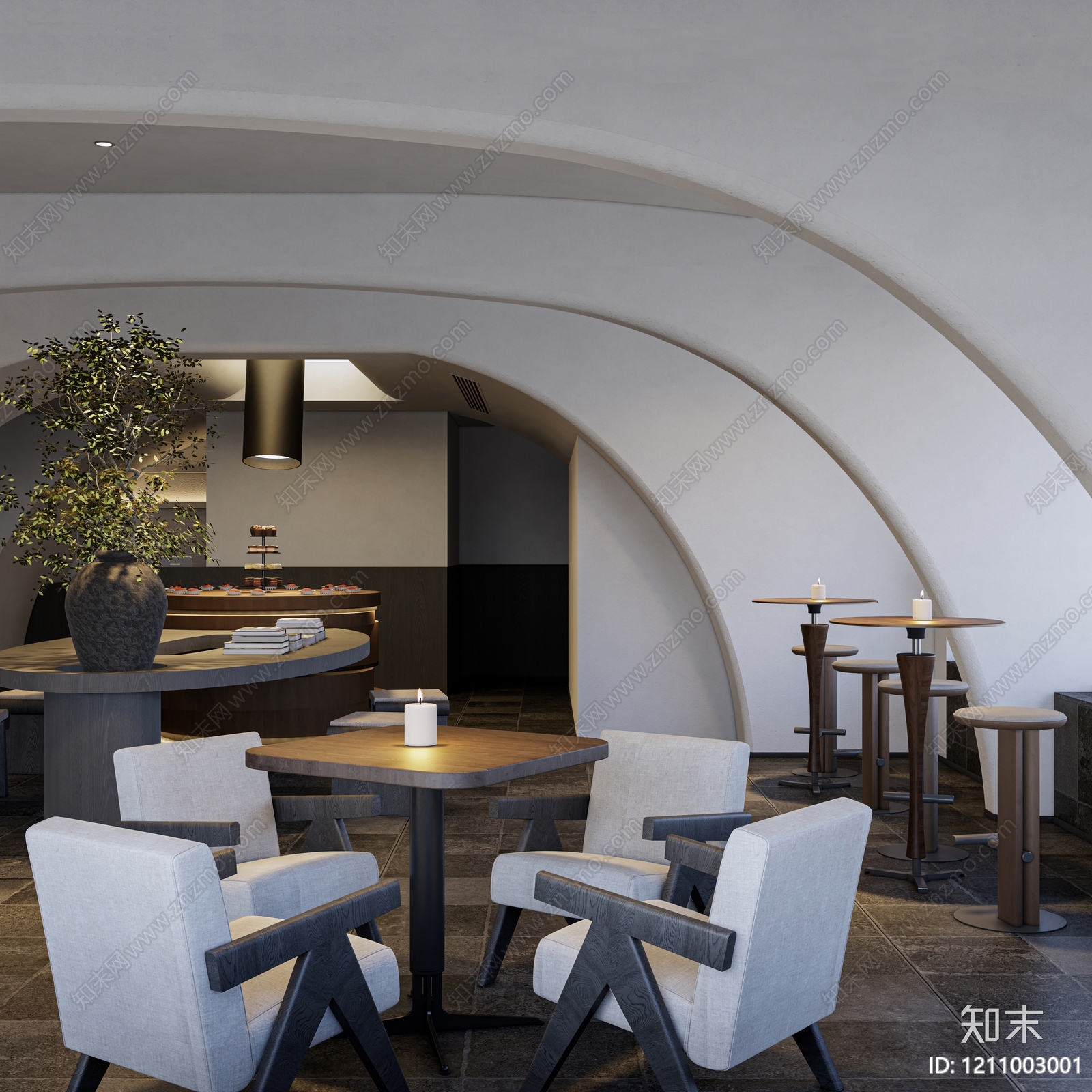 极简咖啡厅SU模型下载【ID:1211003001】