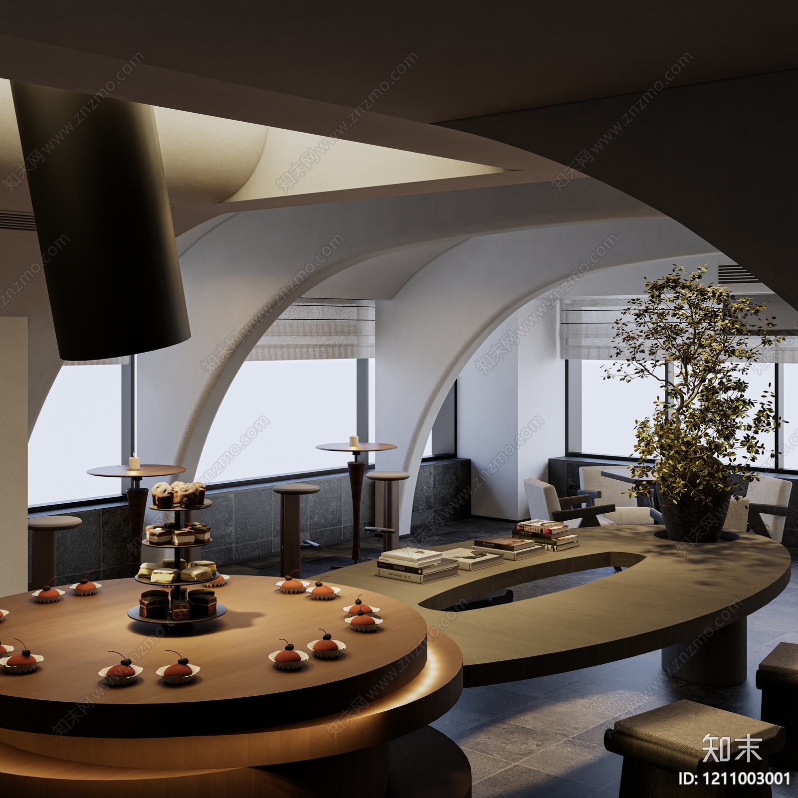 极简咖啡厅SU模型下载【ID:1211003001】