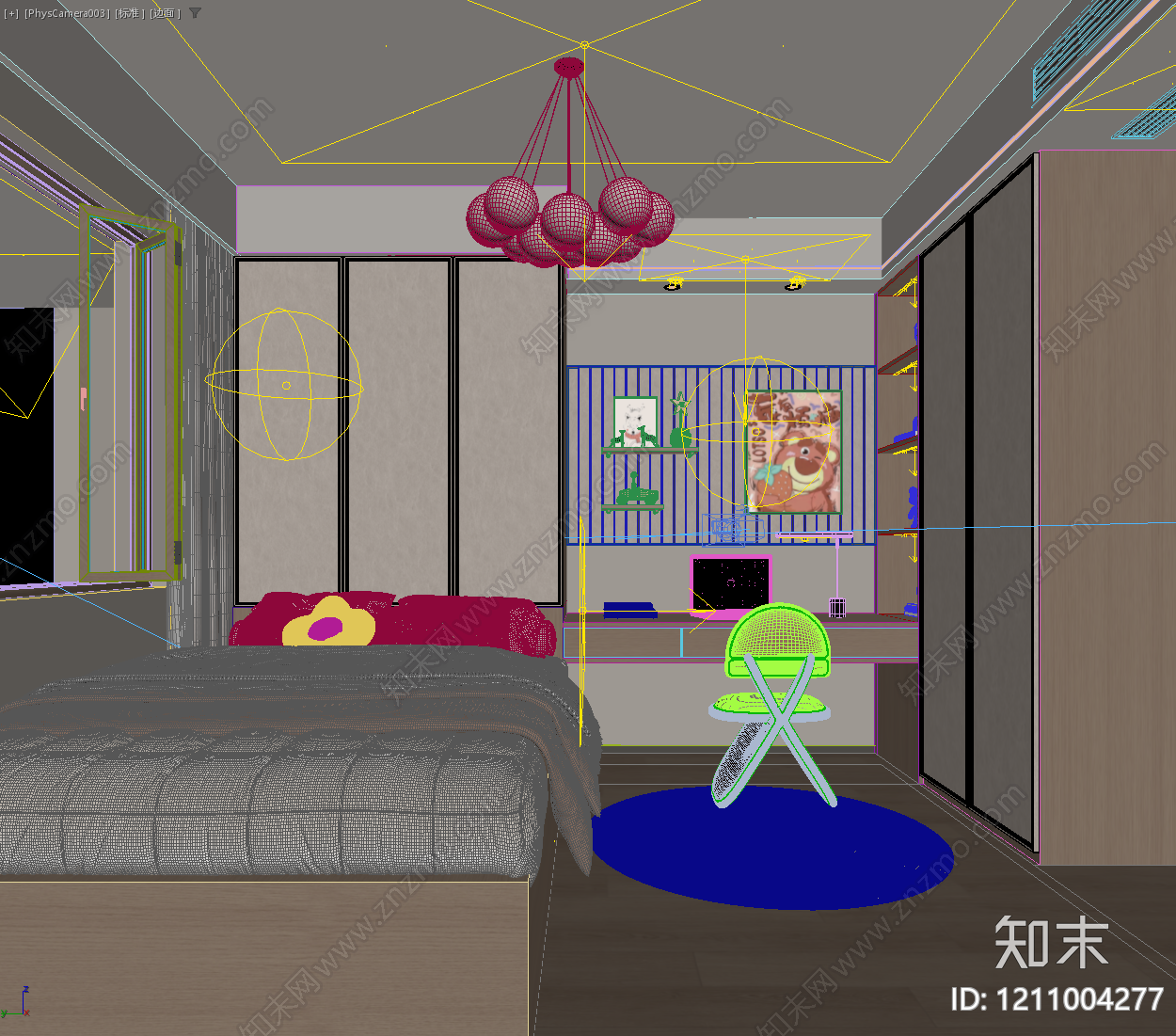 奶油风通用儿童房3D模型下载【ID:1211004277】