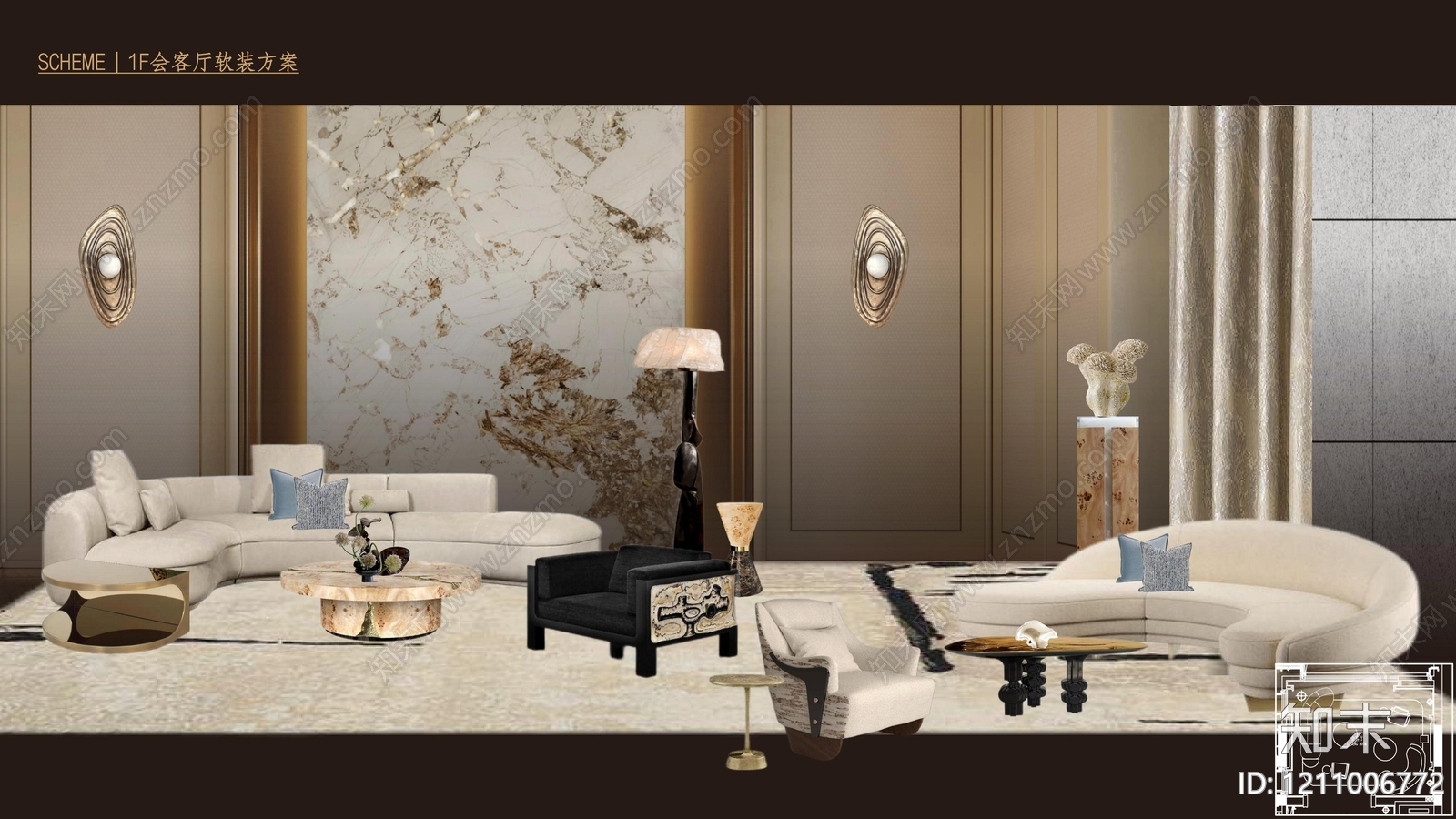 法式轻奢别墅软装下载【ID:1211006772】