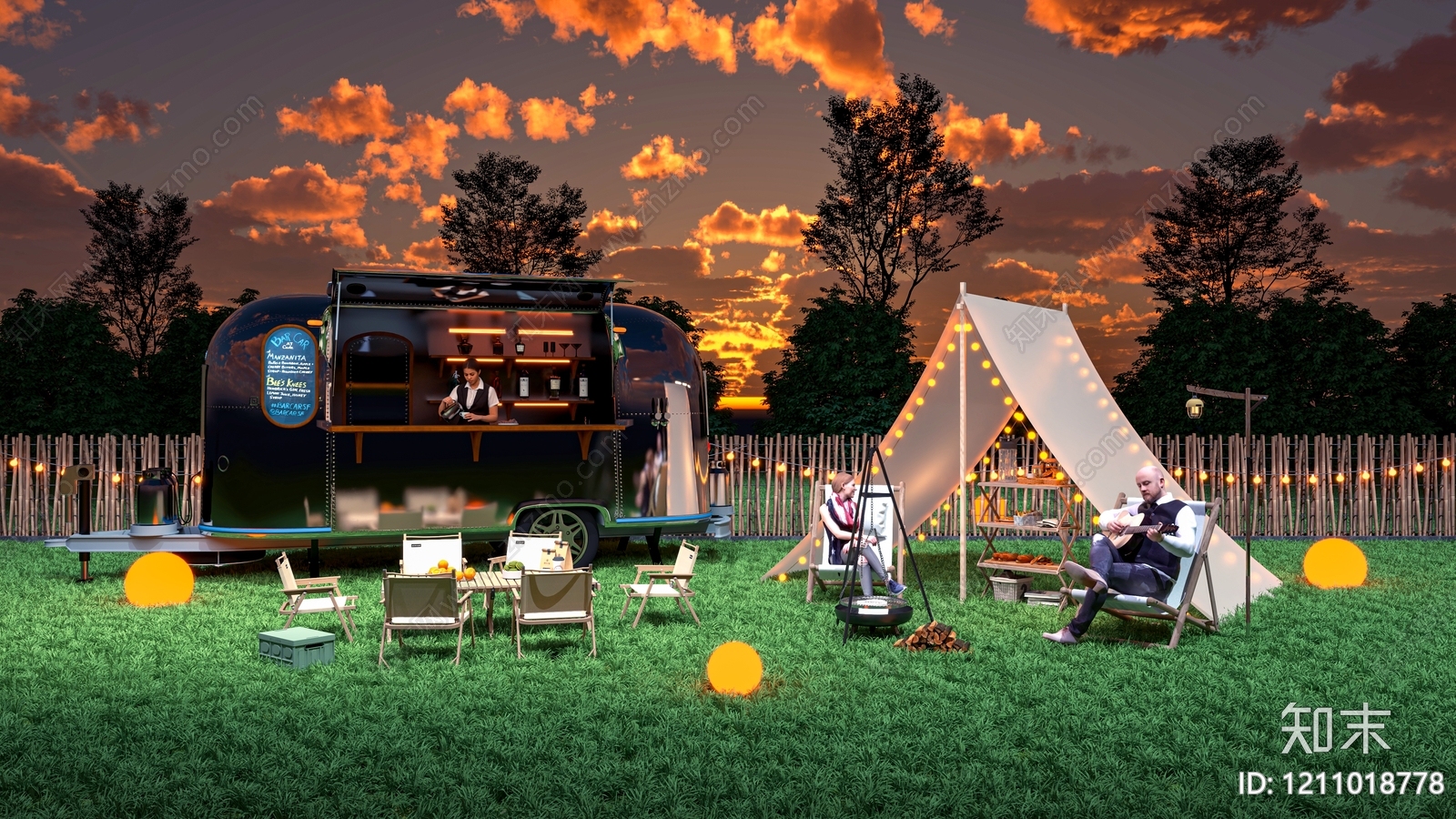 露营风房车营地3D模型下载【ID:1211018778】
