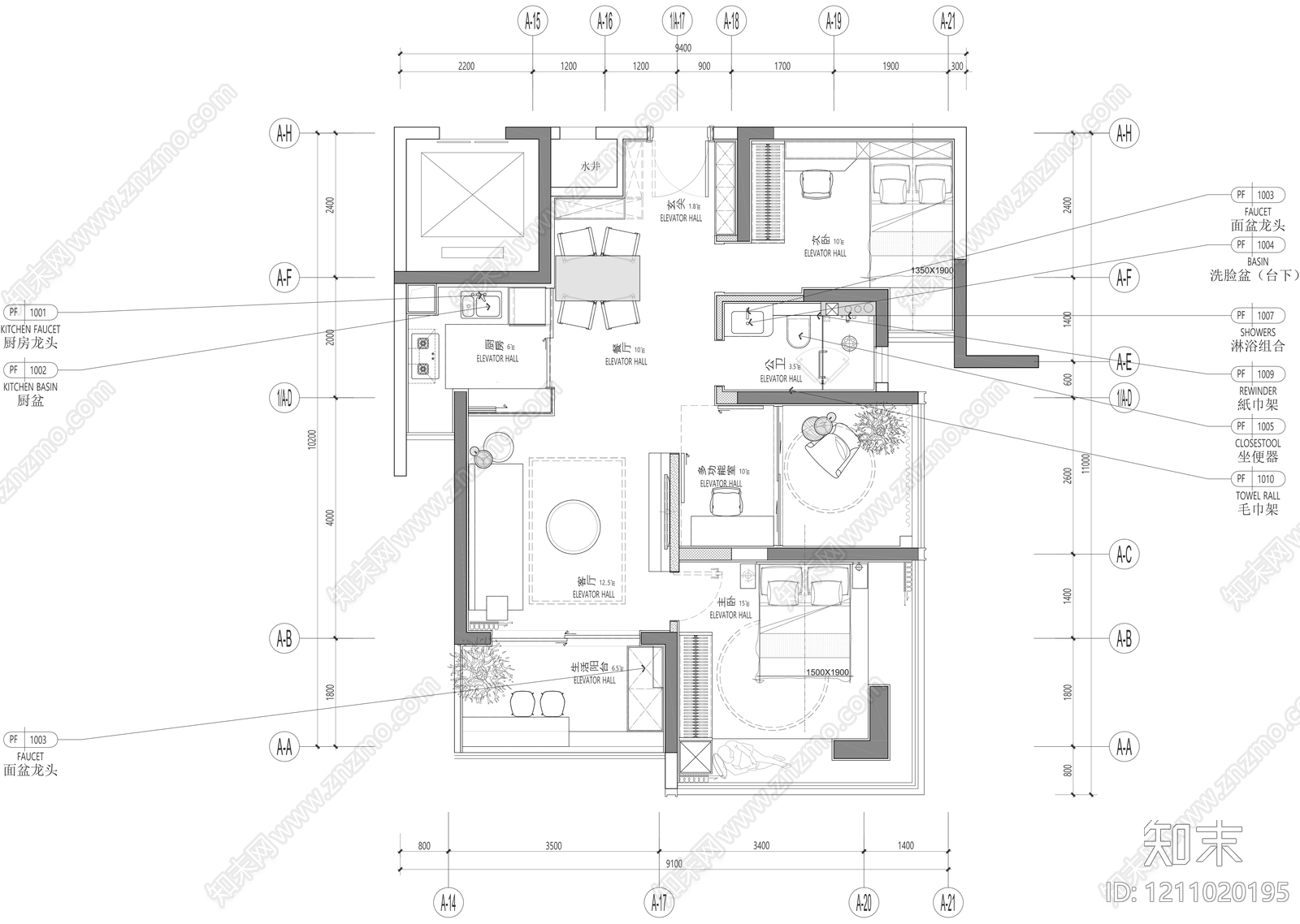 其他家装空间cad施工图下载【ID:1211020195】