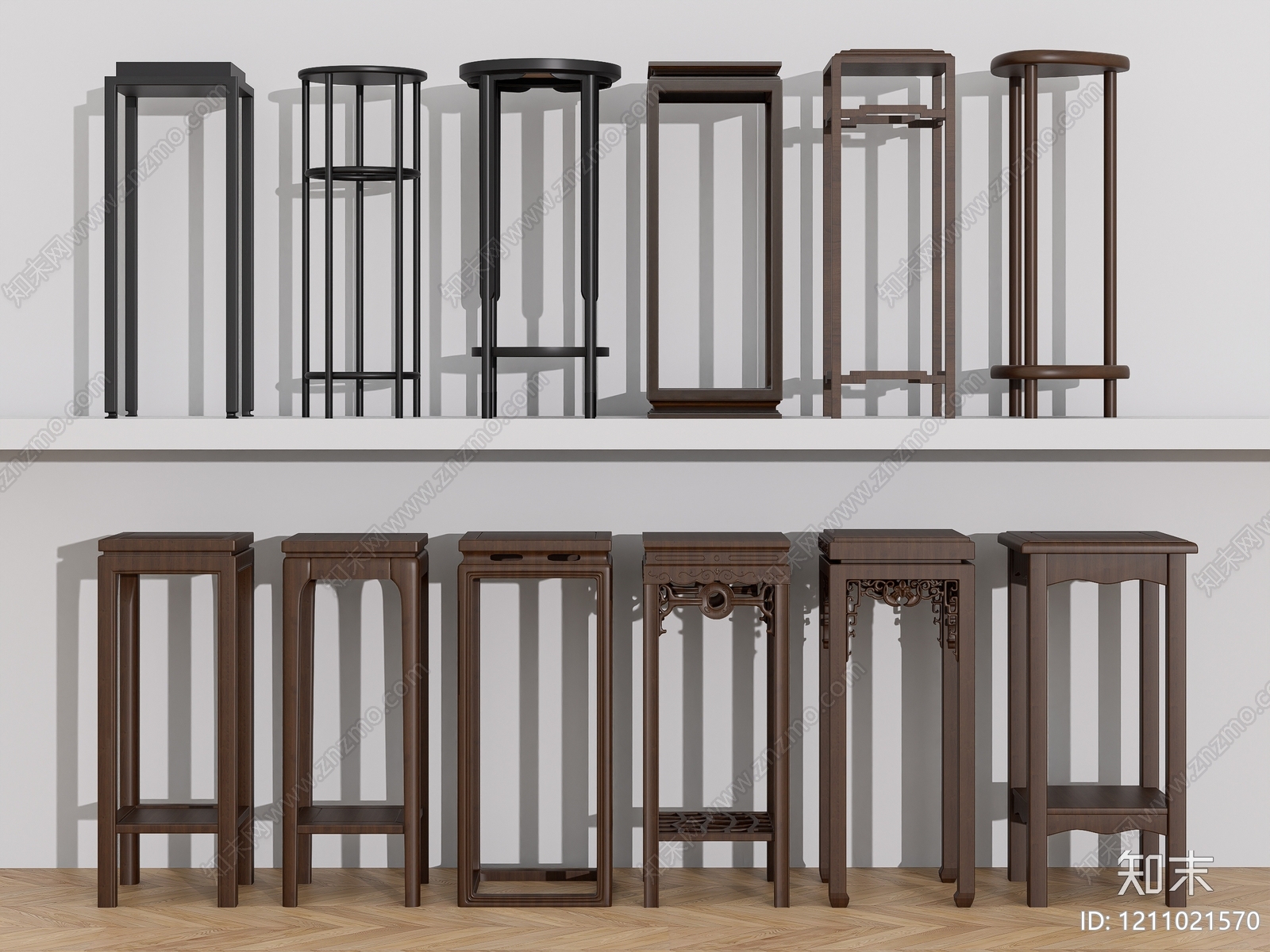 新中式花几SU模型下载【ID:1211021570】