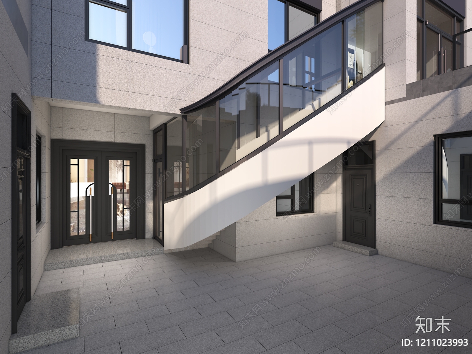 新中式别墅外观3D模型下载【ID:1211023993】