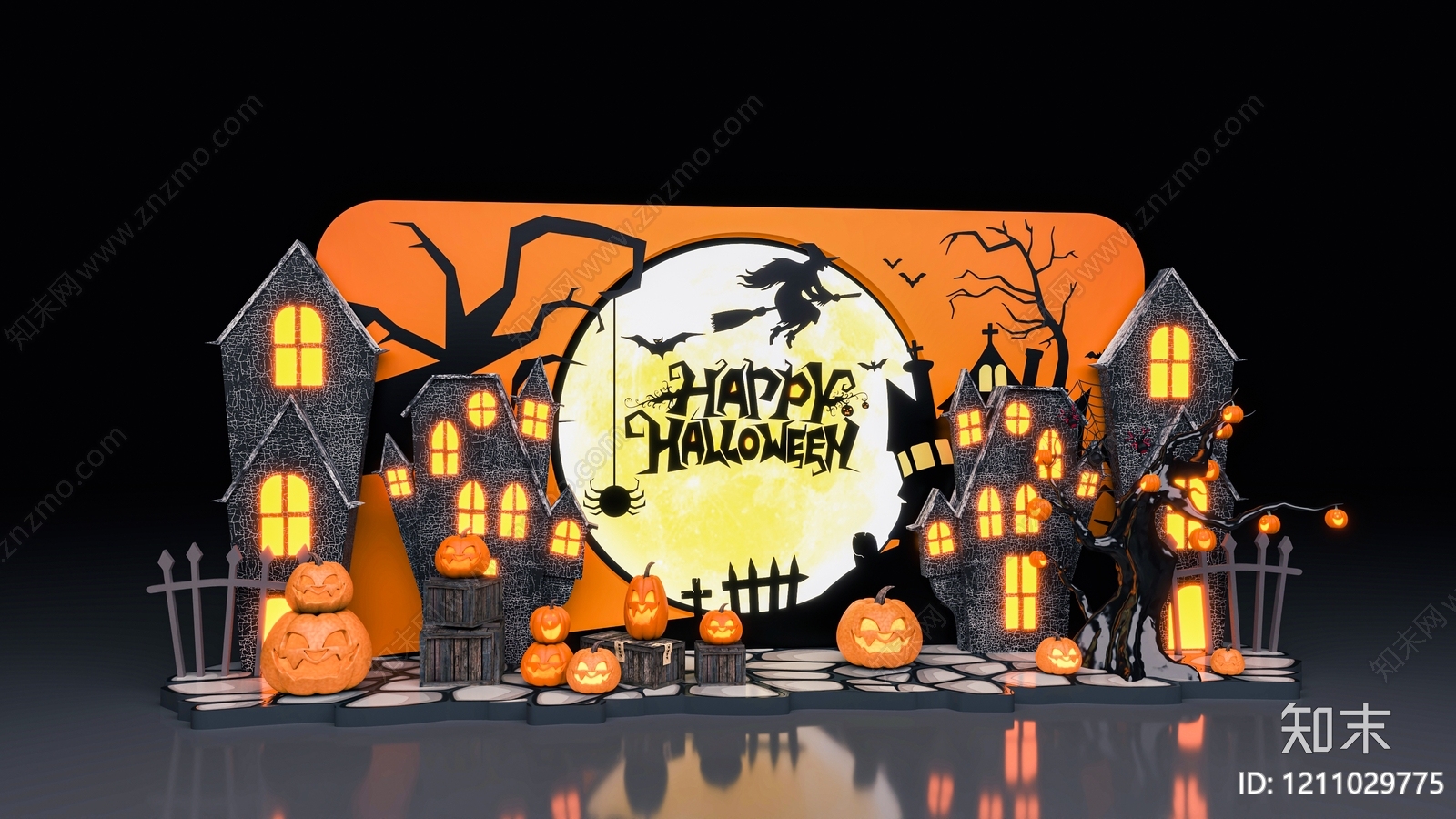 万圣节主题场景化设计万圣节美陈3D模型下载【ID:1211029775】