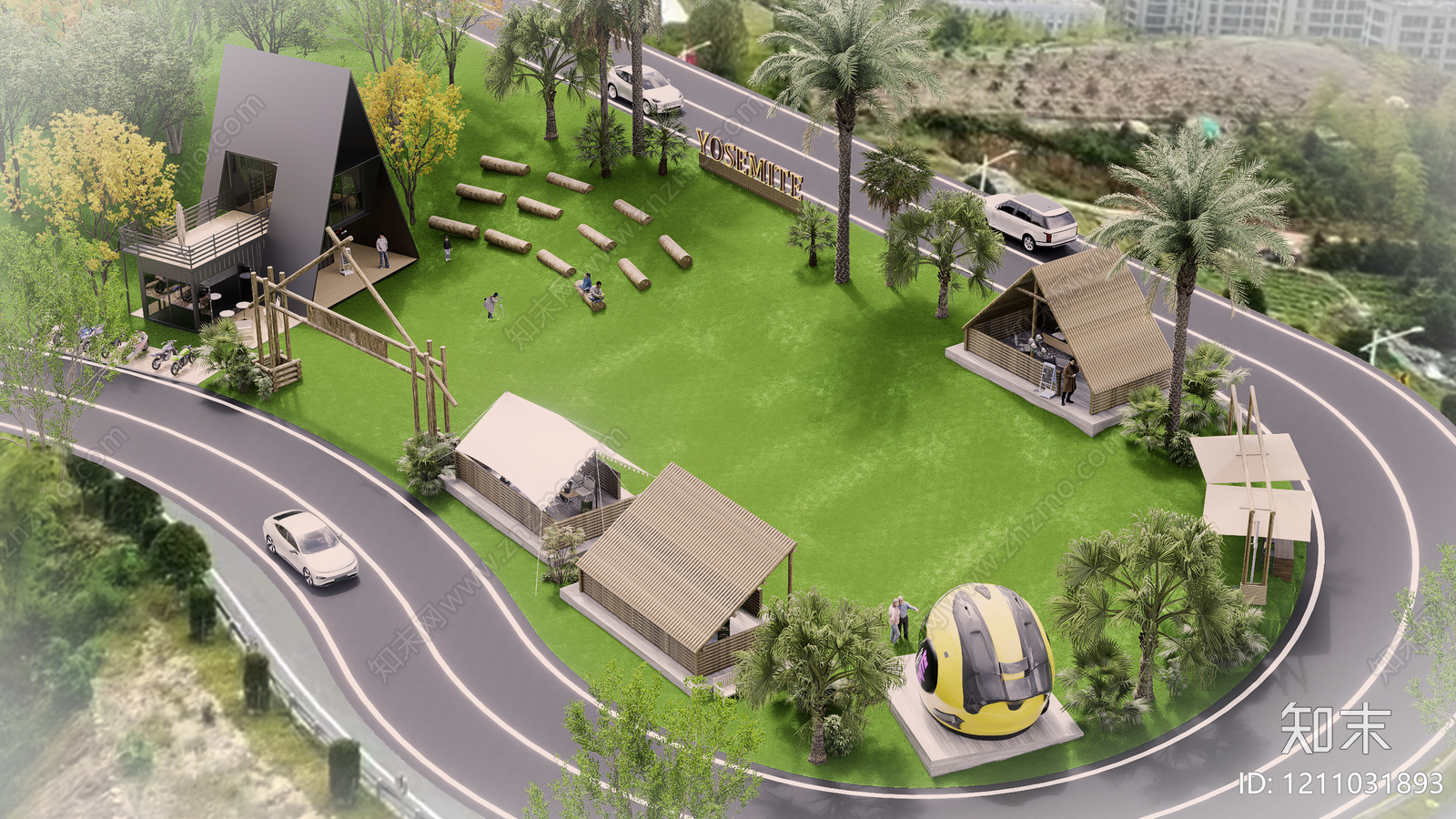 现代露营风房车营地SU模型下载【ID:1211031893】