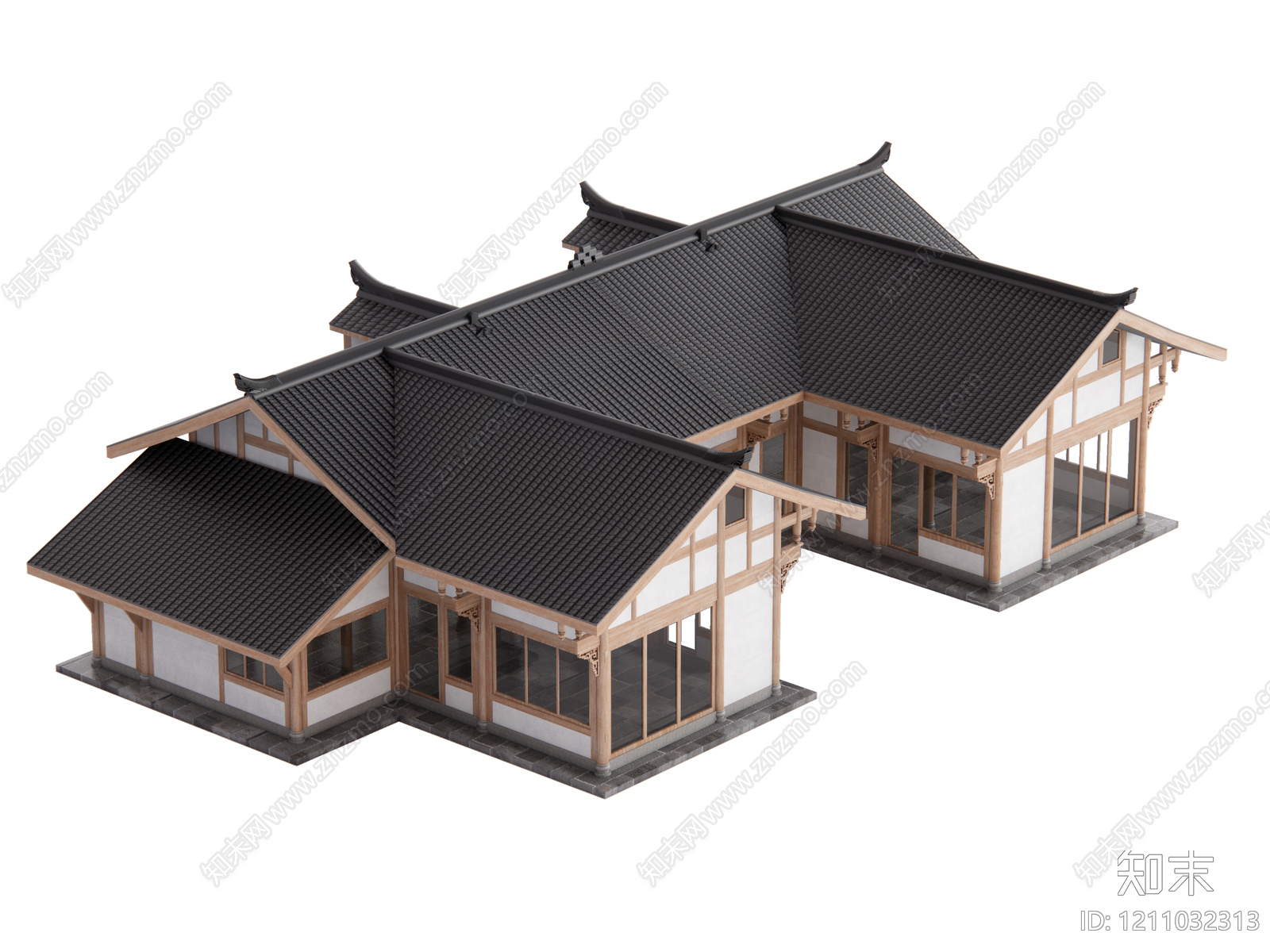 新中式古建筑SU模型下载【ID:1211032313】