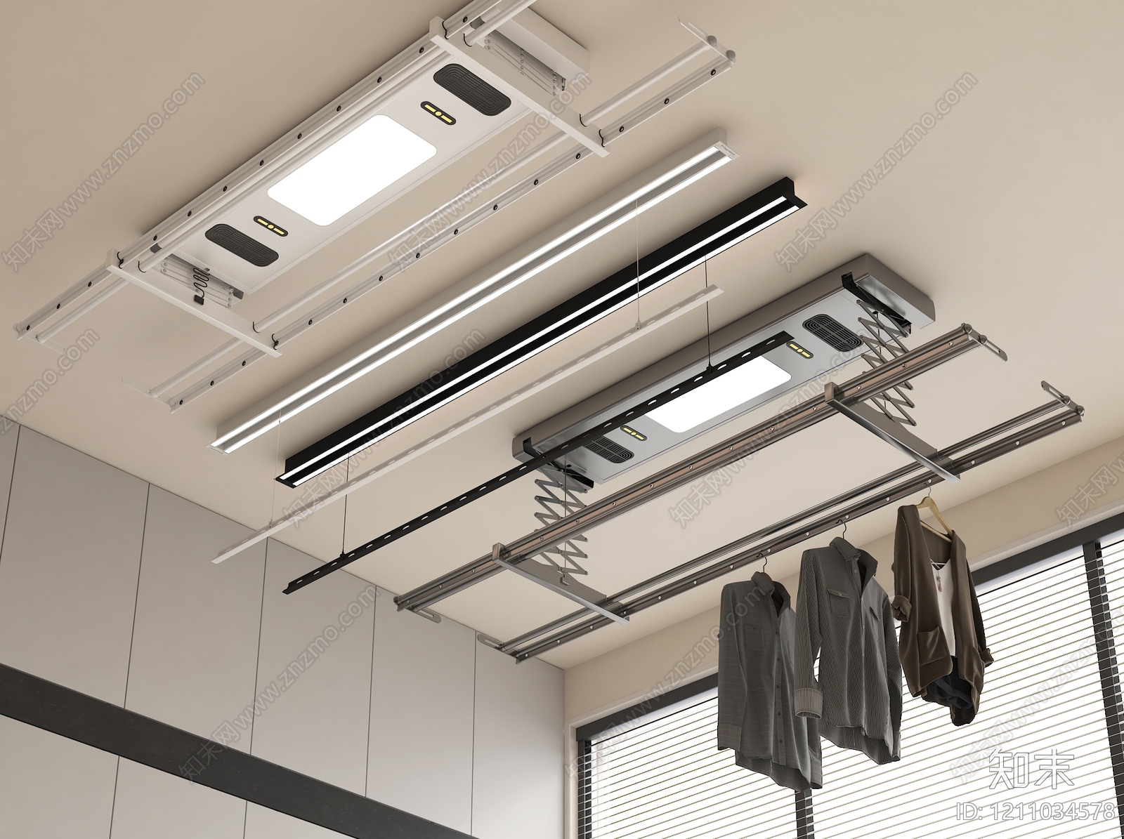 现代简约晾衣架SU模型下载【ID:1211034578】