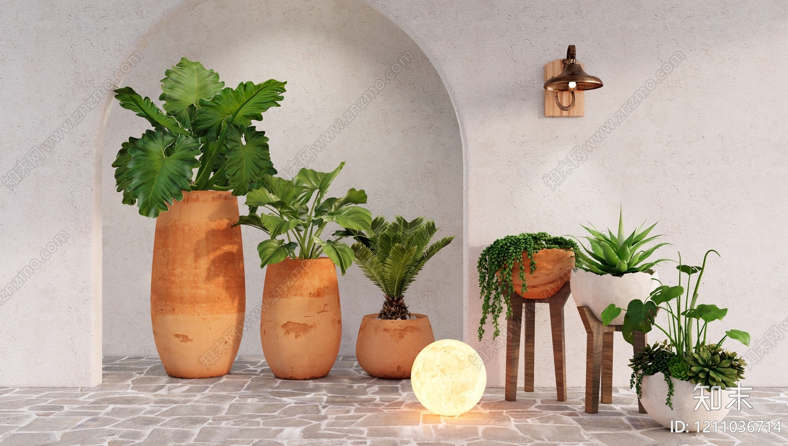 侘寂风花钵花器SU模型下载【ID:1211036714】