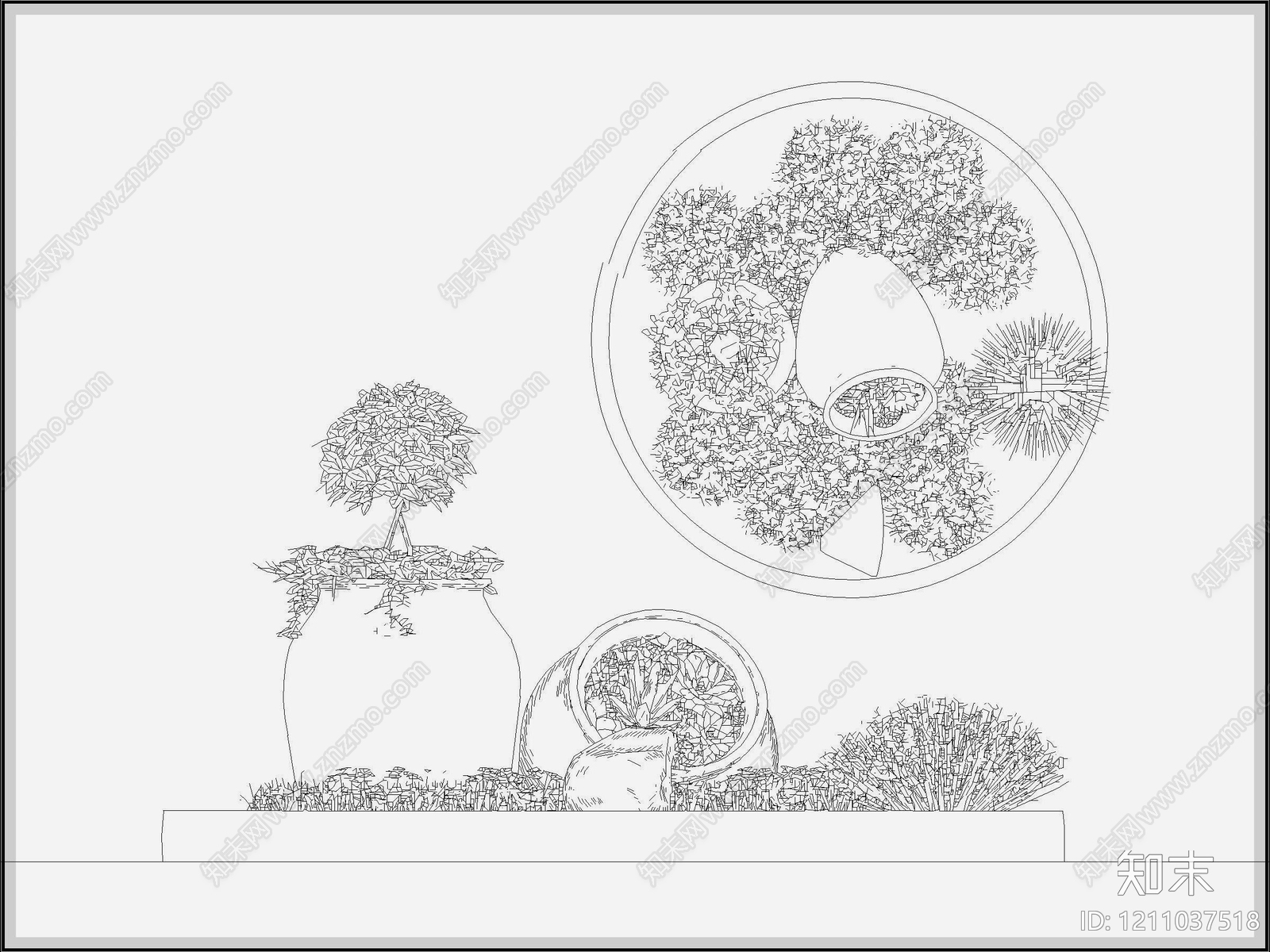 现代新中式室内景观施工图下载【ID:1211037518】