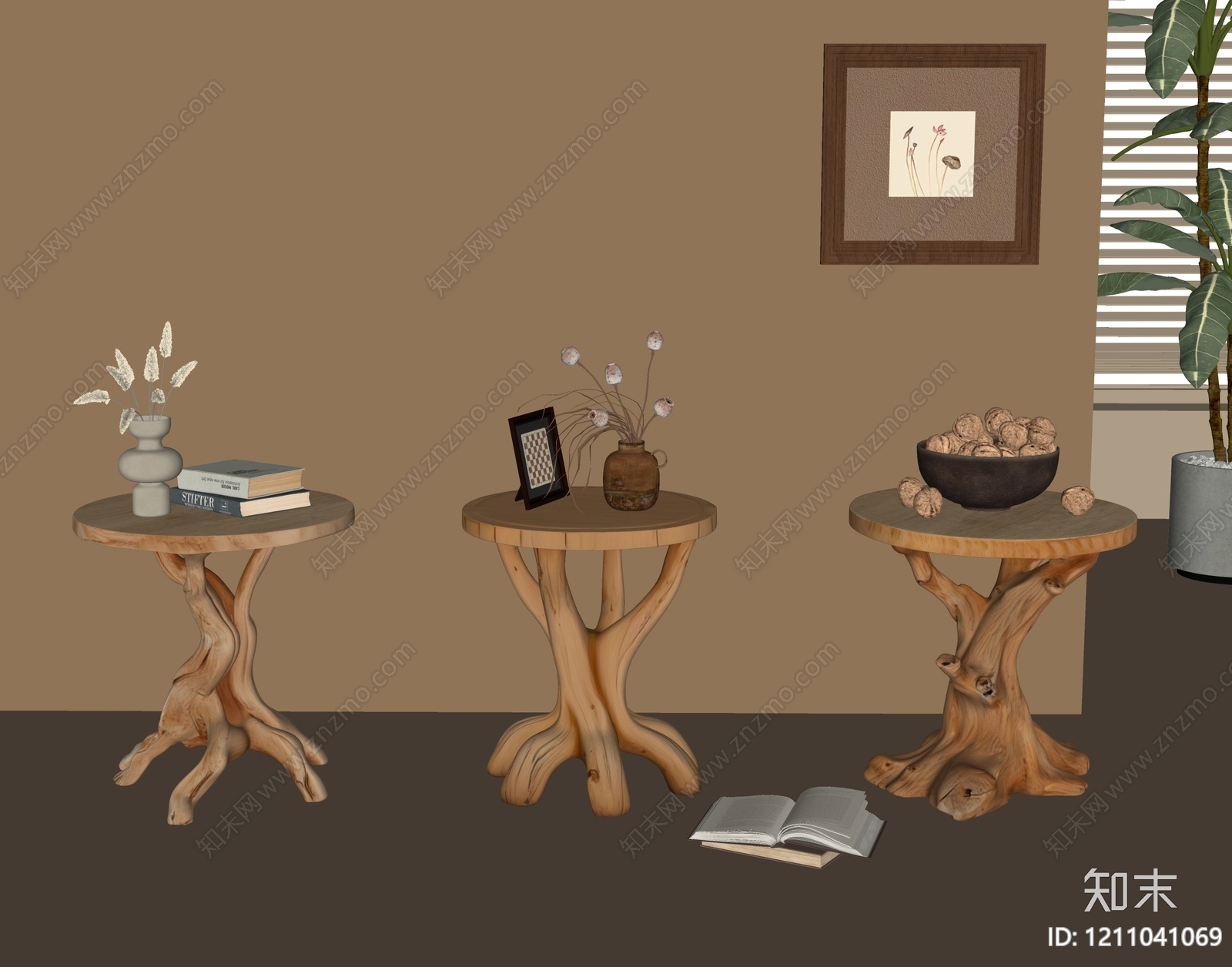 原木边几SU模型下载【ID:1211041069】