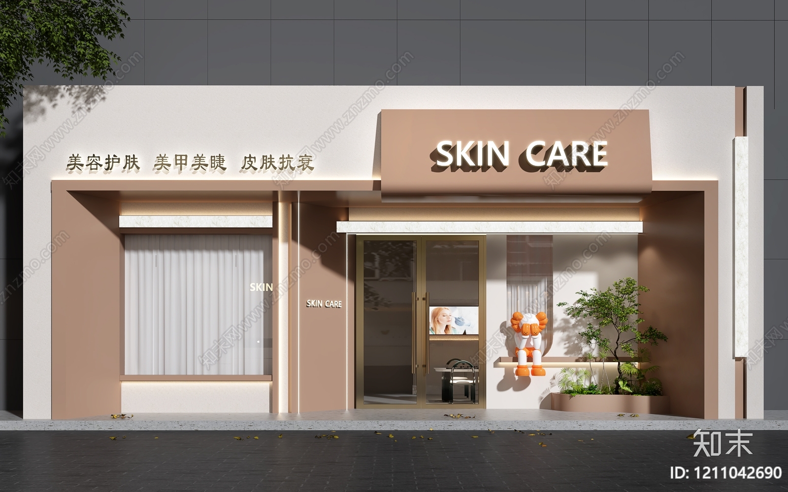 奶油风门头3D模型下载【ID:1211042690】