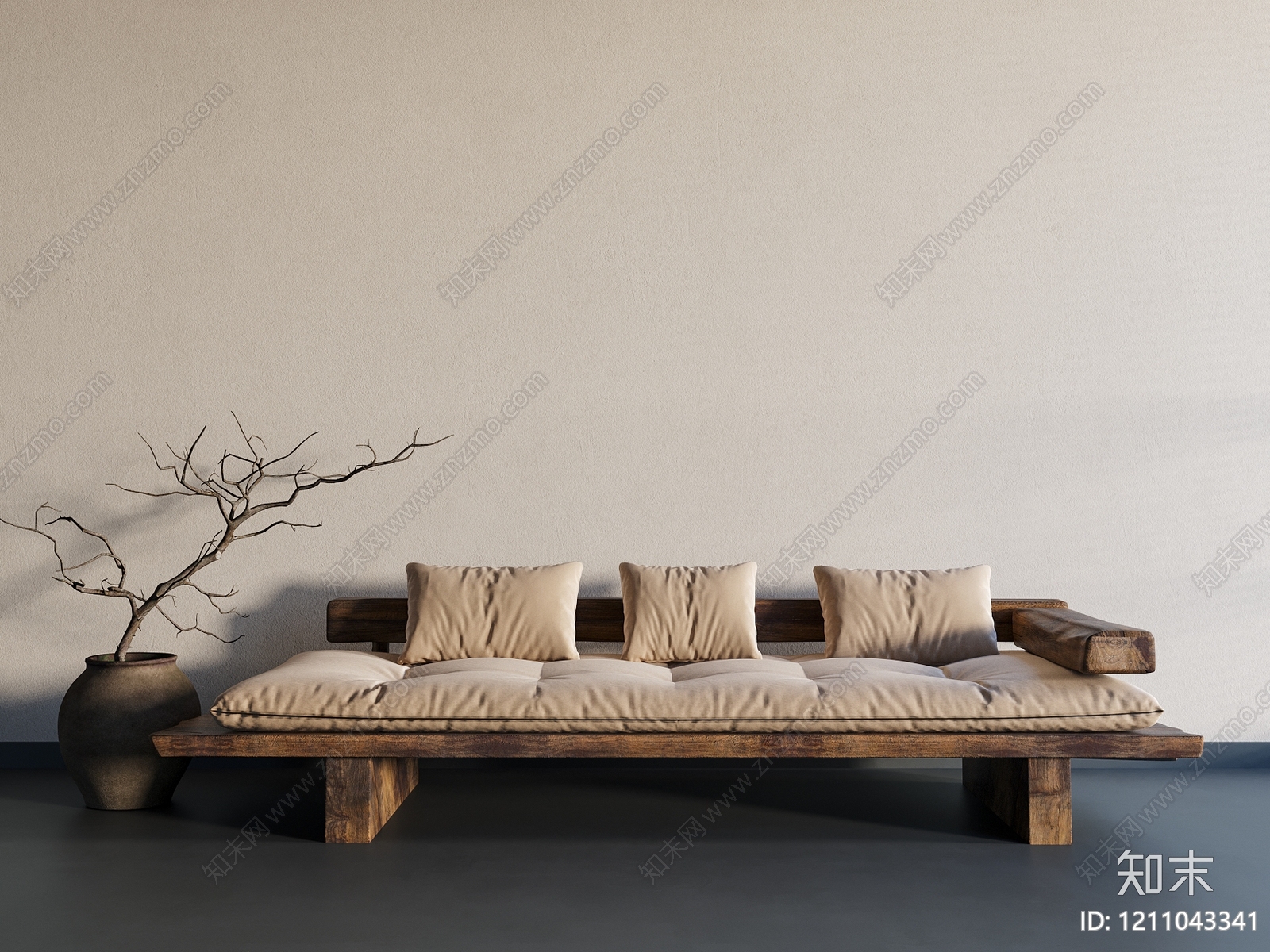 侘寂双人沙发3D模型下载【ID:1211043341】