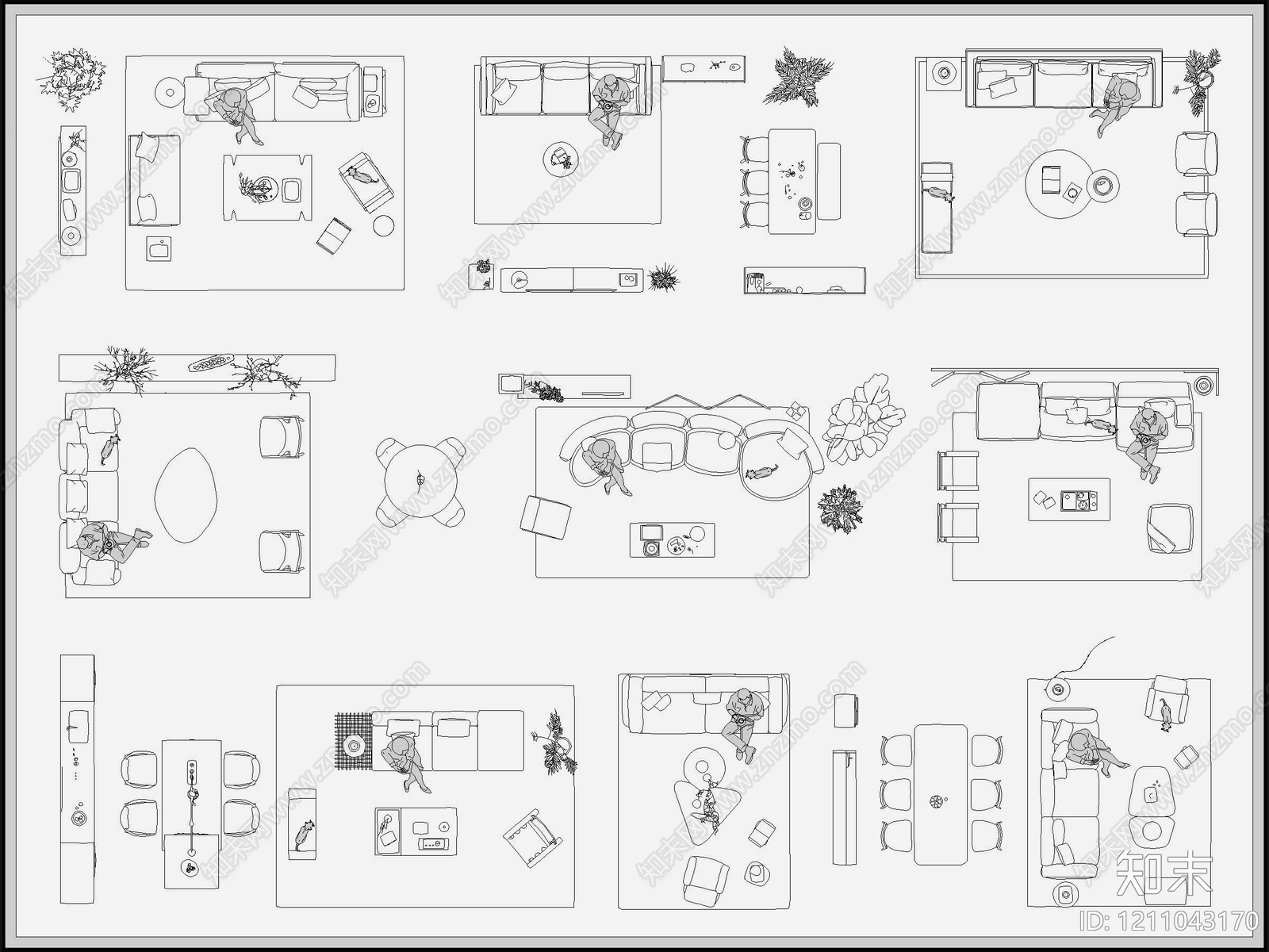 中式禅意沙发施工图下载【ID:1211043170】