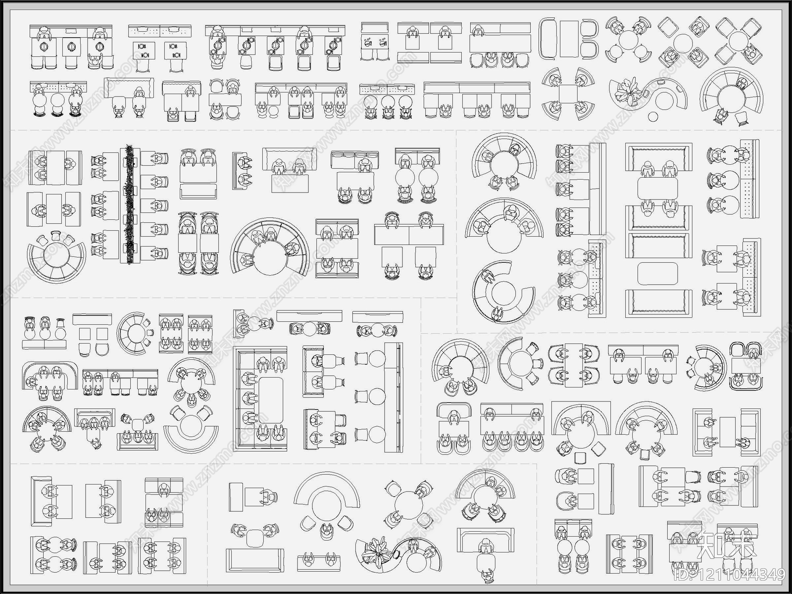 现代桌椅施工图下载【ID:1211044349】