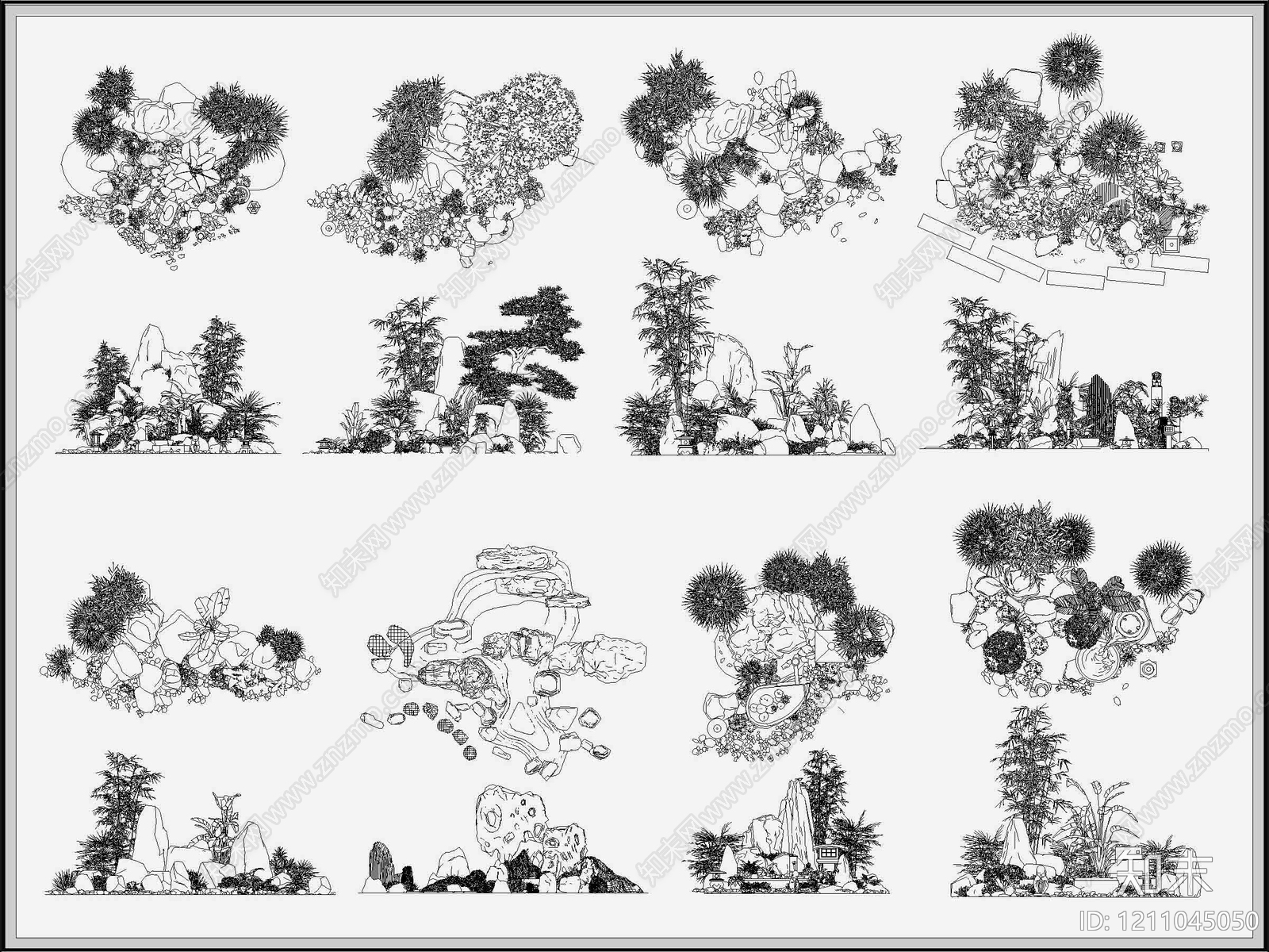 中式禅意综合景观图库施工图下载【ID:1211045050】