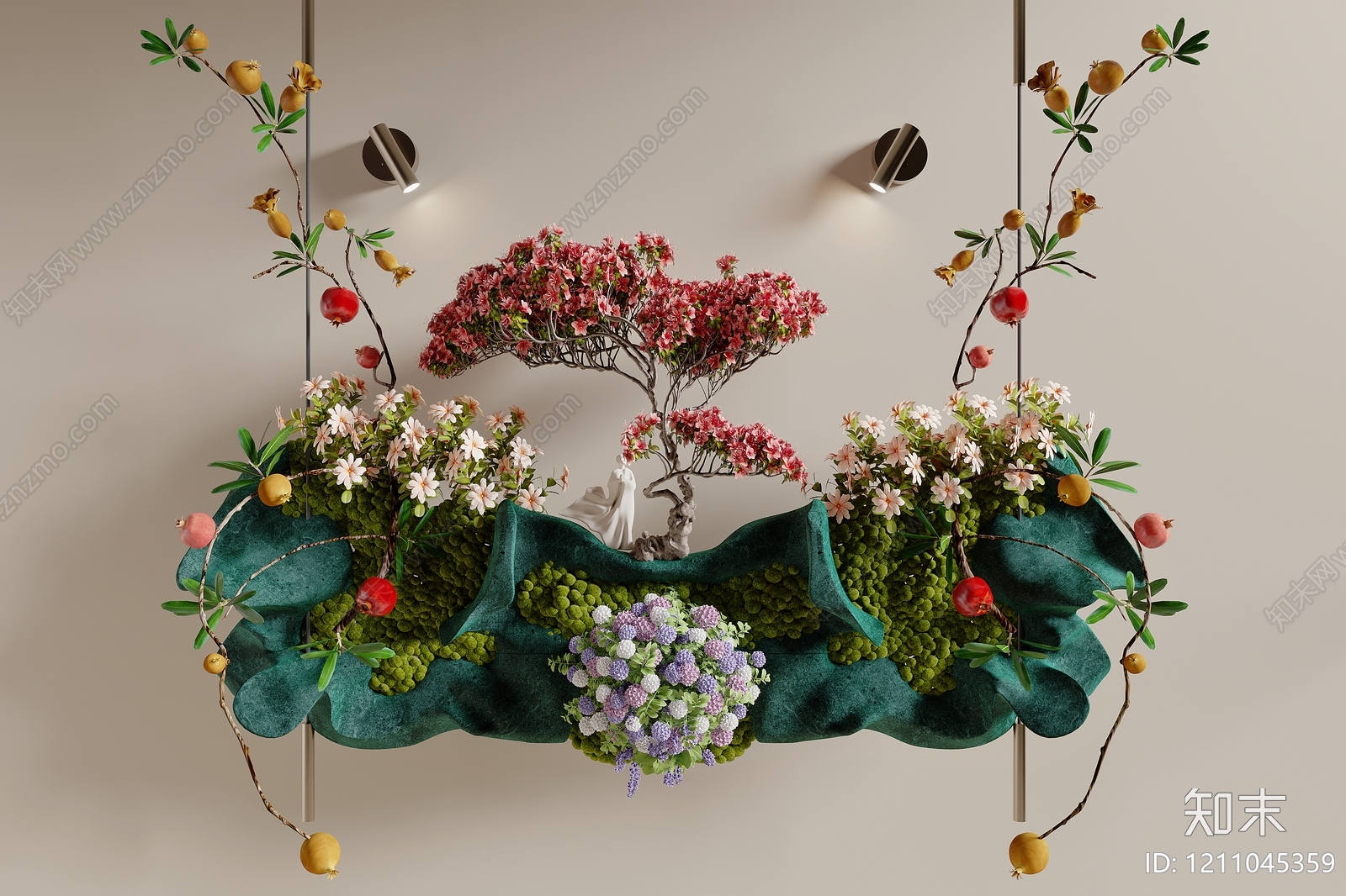 新中式花艺3D模型下载【ID:1211045359】