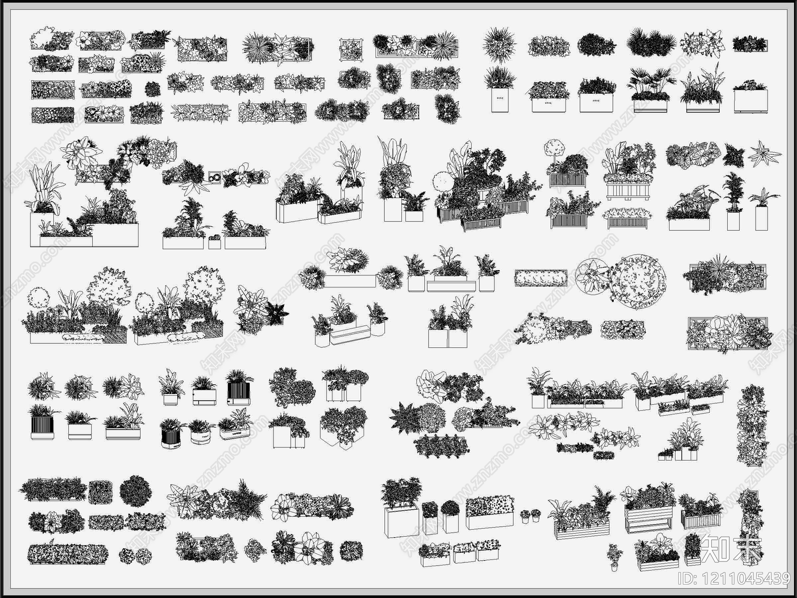 现代轻奢综合植物图库施工图下载【ID:1211045439】