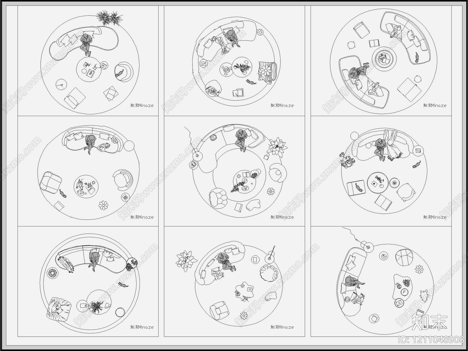 法式奶油沙发施工图下载【ID:1211048908】