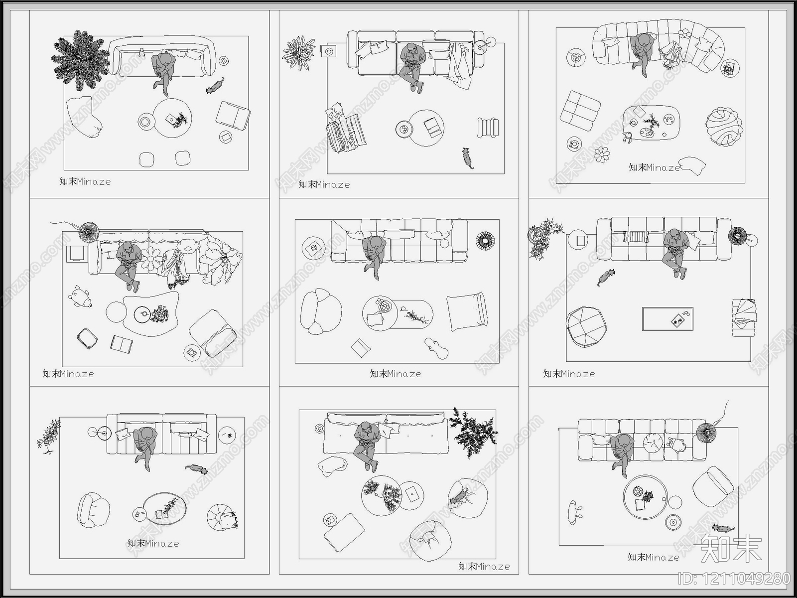 法式奶油沙发施工图下载【ID:1211049280】