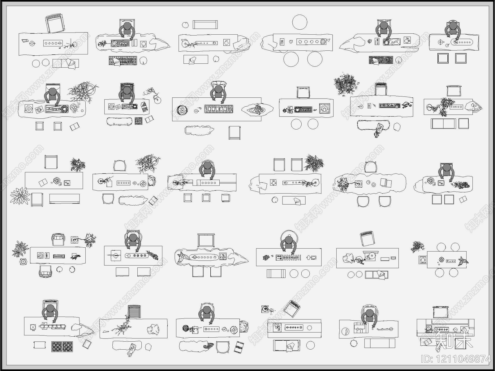 复古禅意桌椅施工图下载【ID:1211049874】