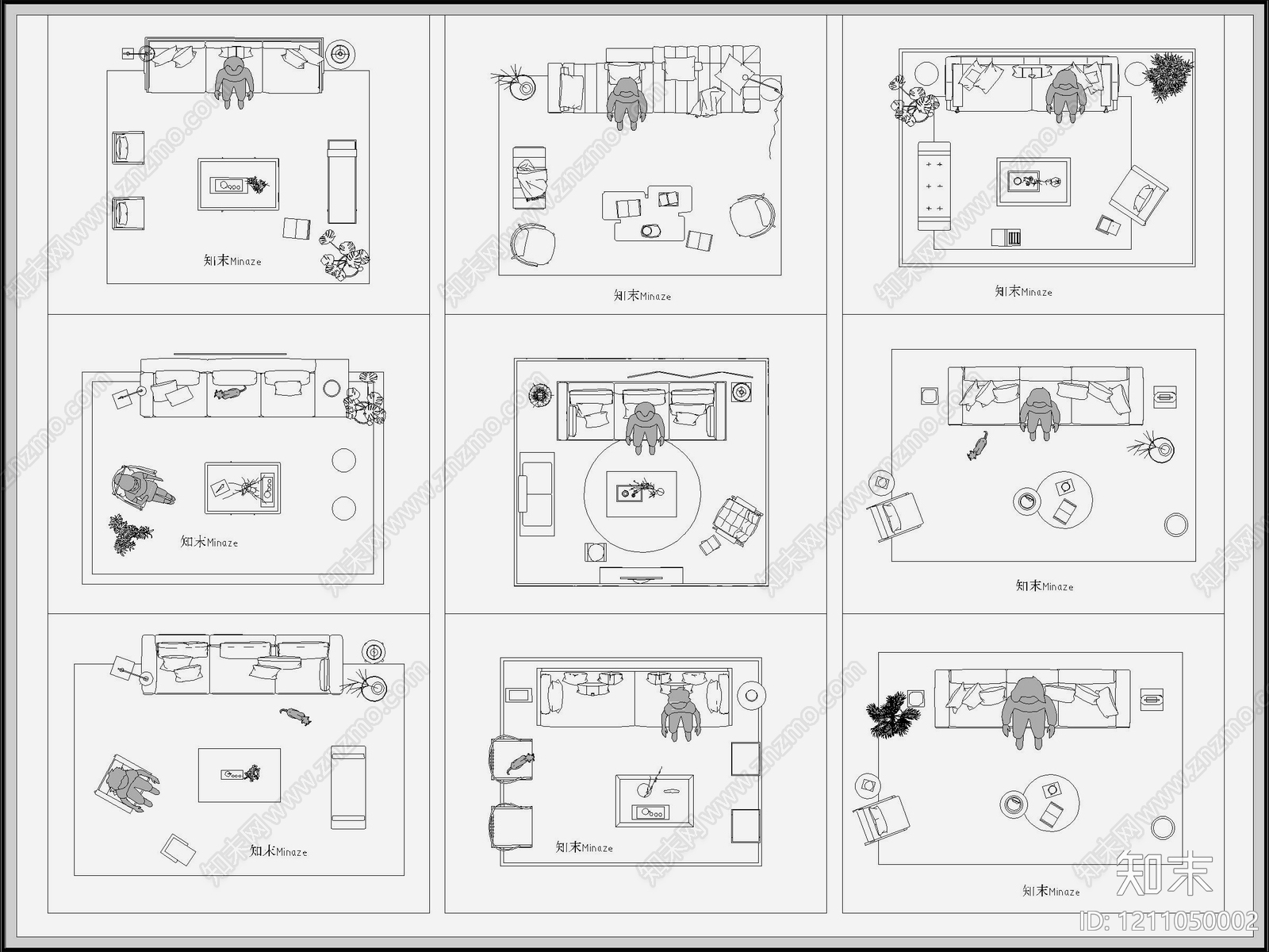 侘寂禅意沙发施工图下载【ID:1211050002】