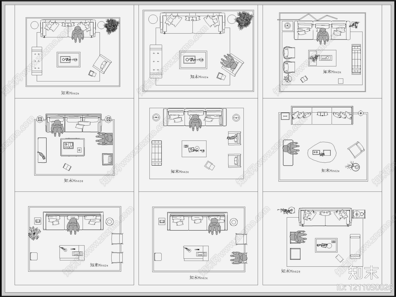 禅意中式沙发施工图下载【ID:1211050026】