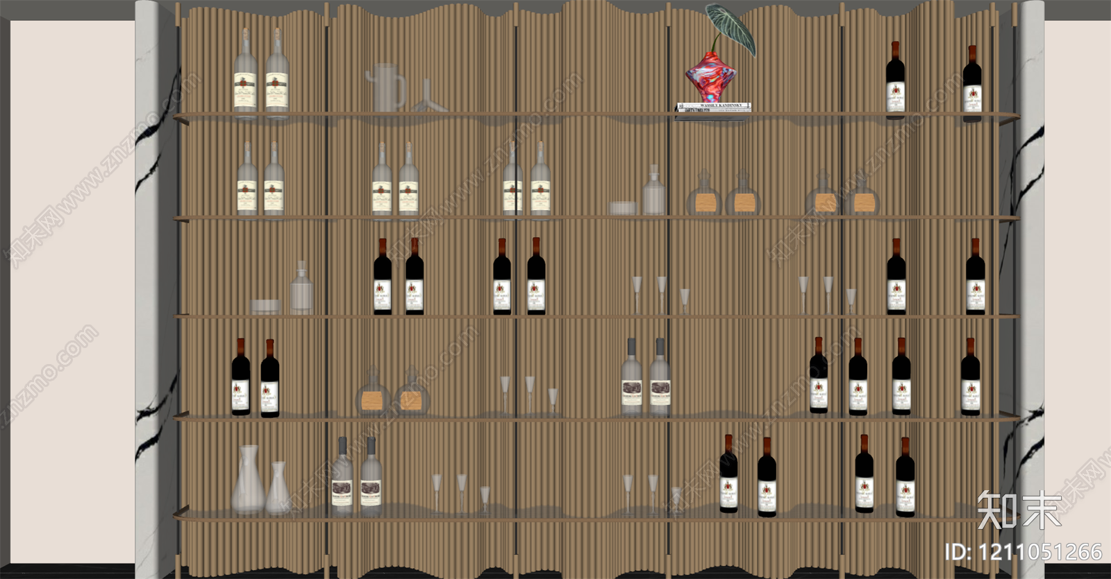 现代轻奢酒柜SU模型下载【ID:1211051266】