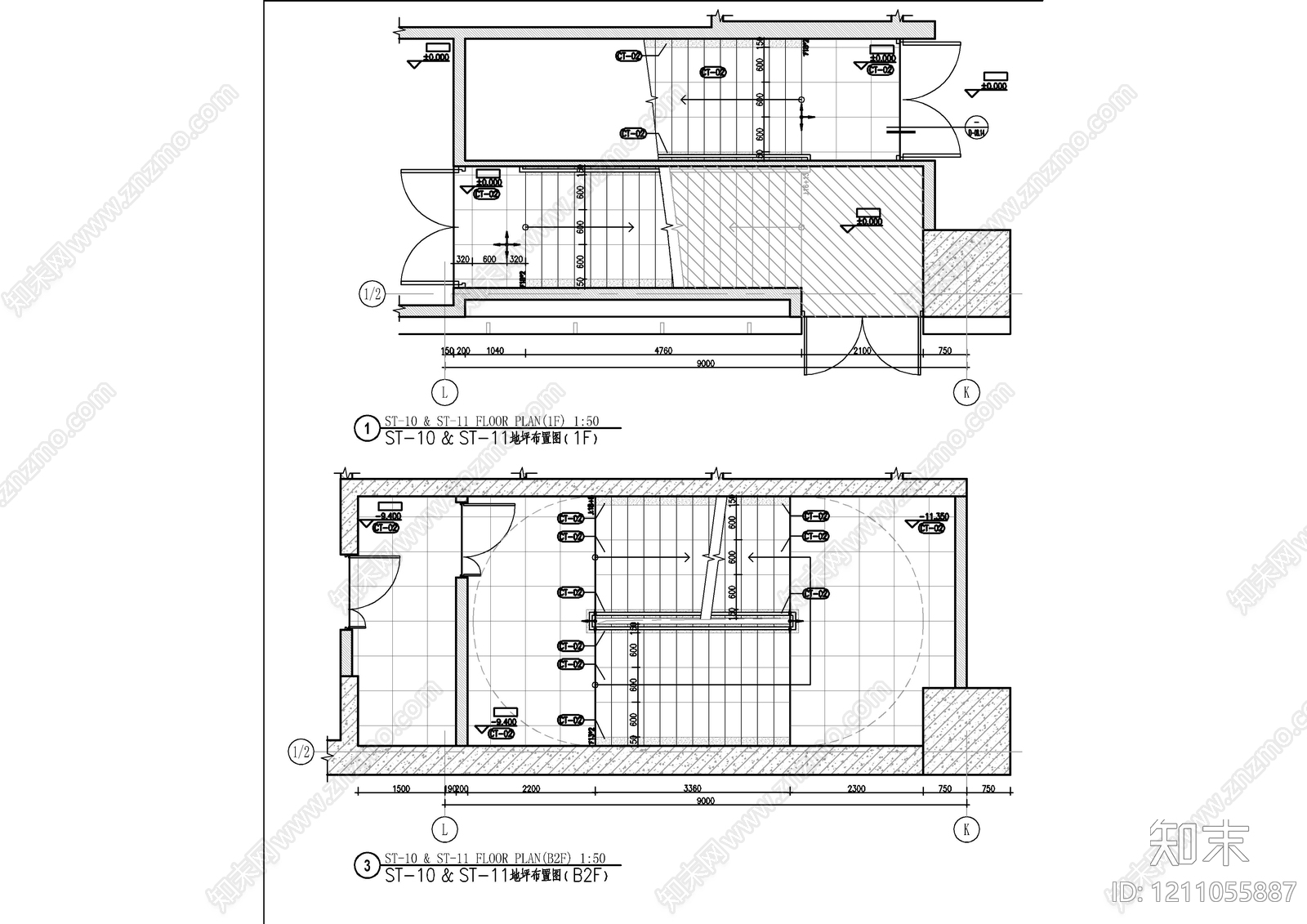 现代楼梯间施工图下载【ID:1211055887】