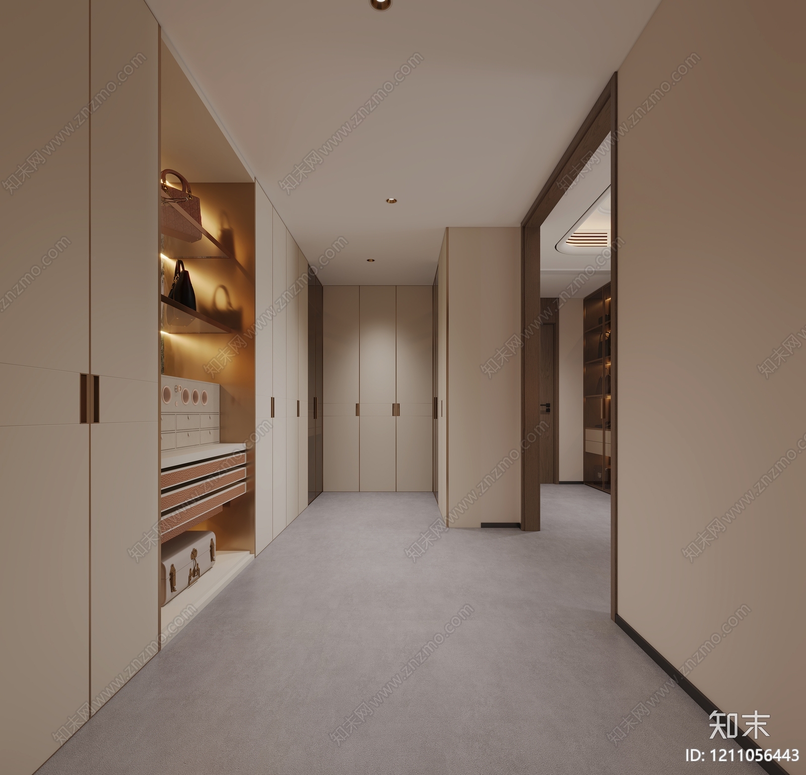 奶油风衣帽间3D模型下载【ID:1211056443】