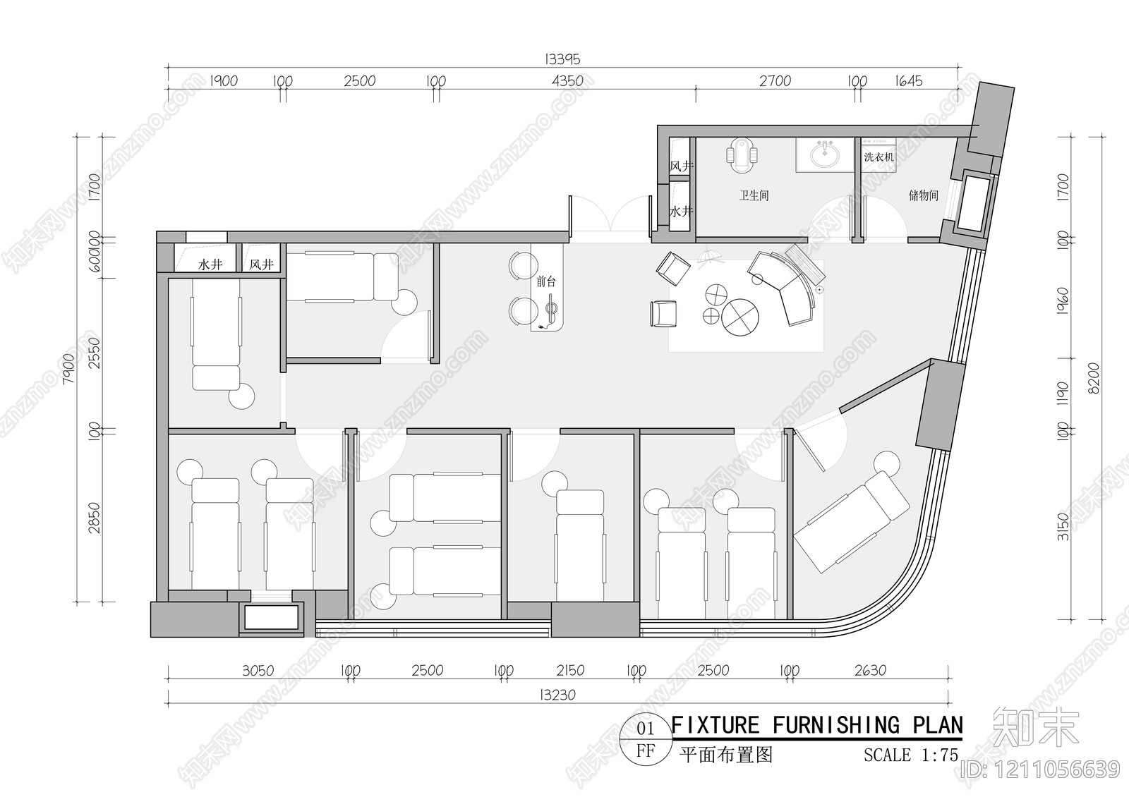 现代美容院施工图下载【ID:1211056639】