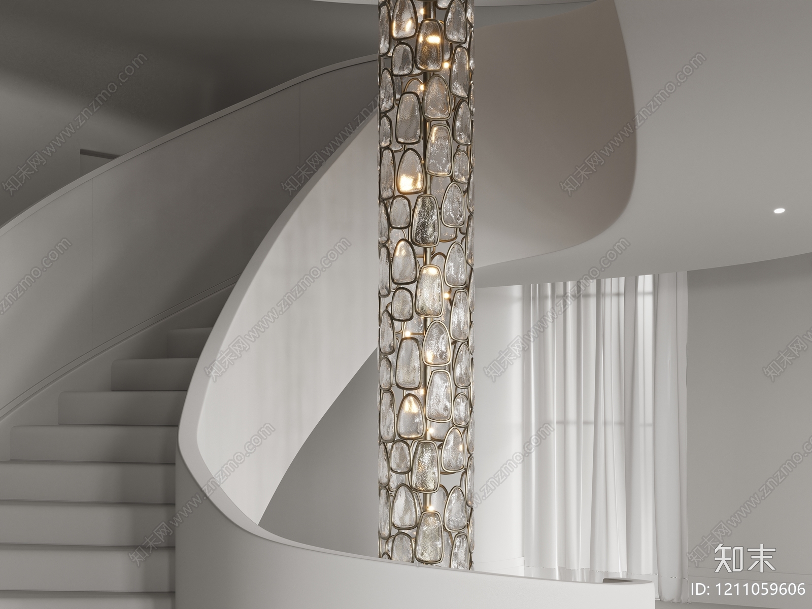 极简楼梯吊灯3D模型下载【ID:1211059606】