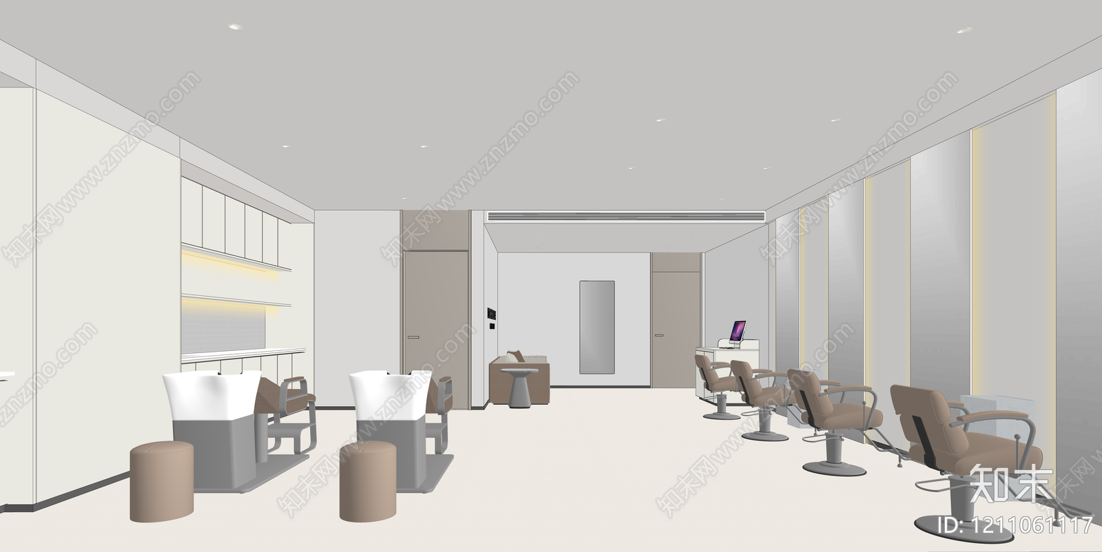 极简理发店SU模型下载【ID:1211061117】