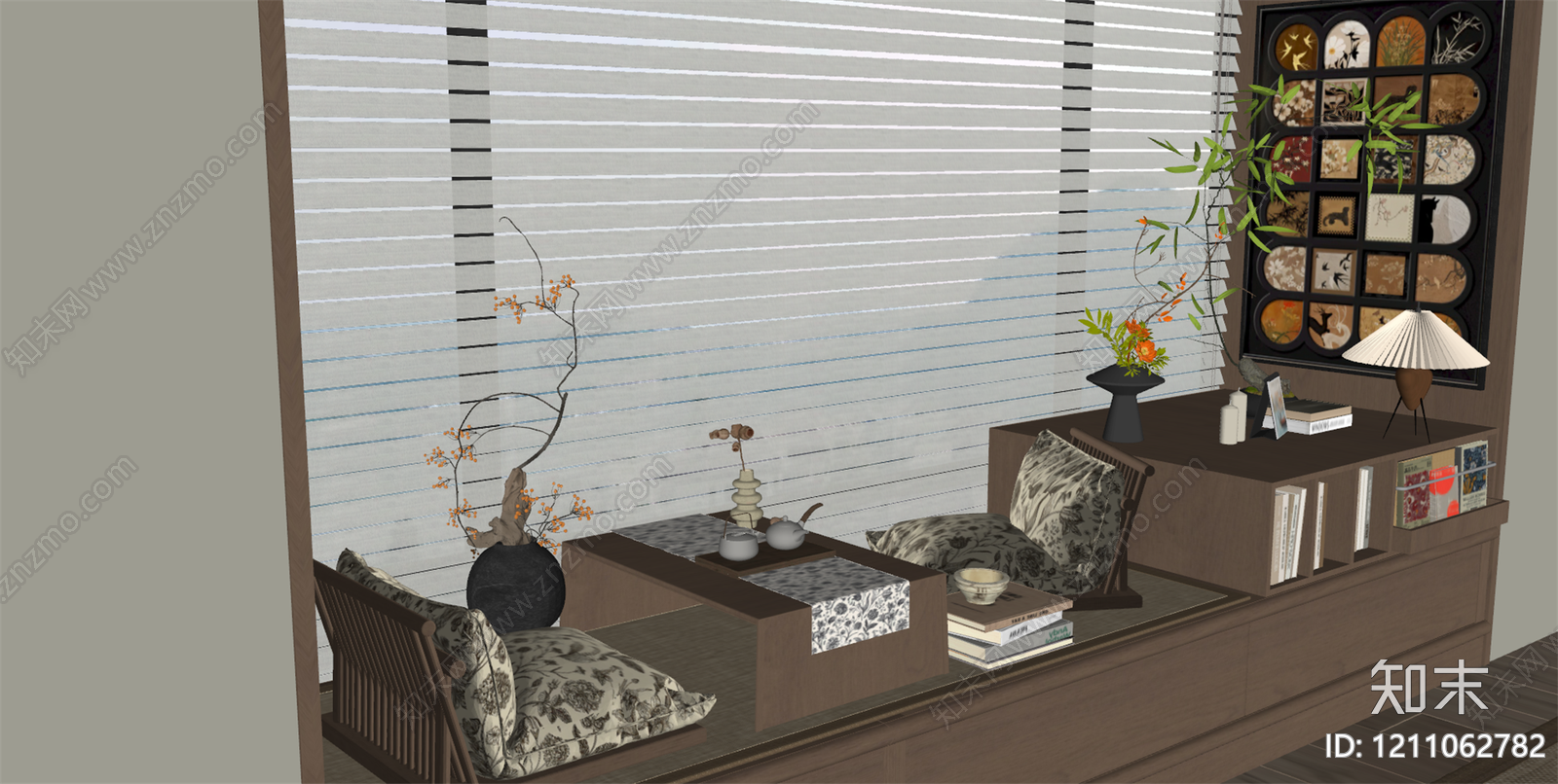 新中式茶室SU模型下载【ID:1211062782】