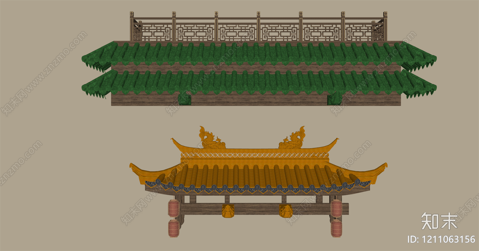 新中式屋檐SU模型下载【ID:1211063156】
